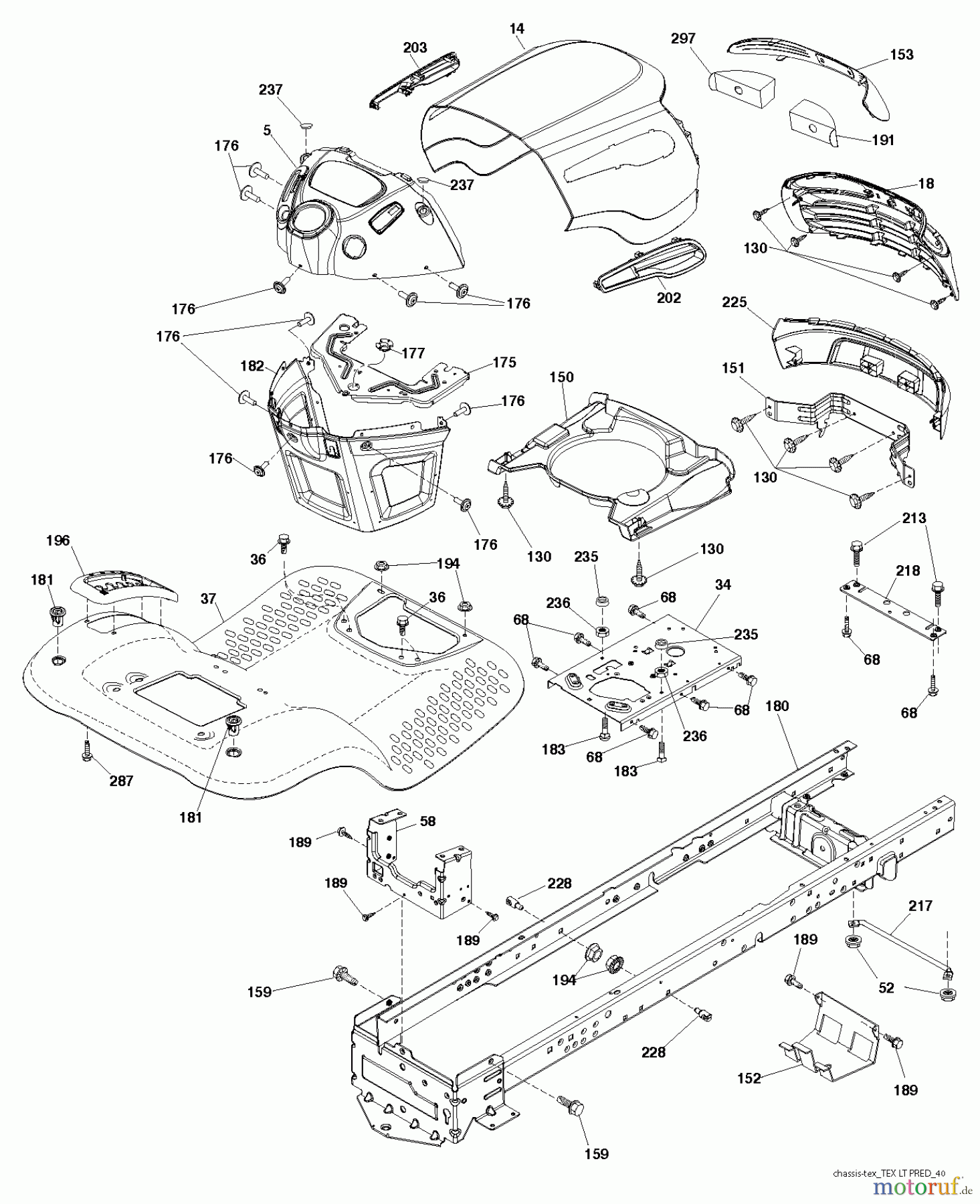  Jonsered Rasen  und Garten Traktoren LT2217 A (96041011304) - Jonsered Lawn & Garden Tractor (2011-09) CHASSIS ENCLOSURES