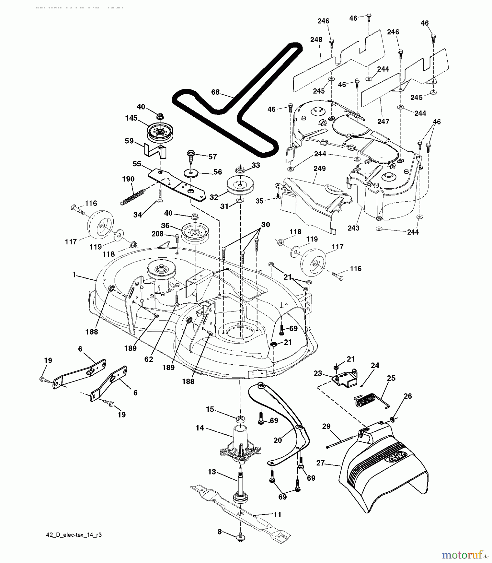  Jonsered Rasen  und Garten Traktoren LT2218 A2 (96041010900) - Jonsered Lawn & Garden Tractor (2009-02) MOWER DECK / CUTTING DECK