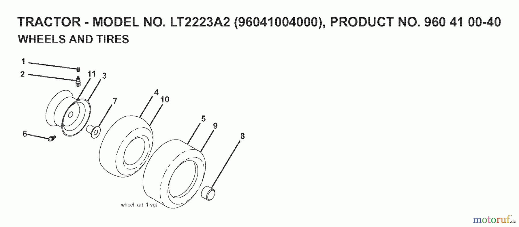Jonsered Rasen und Garten Traktoren LT2223 A2 (960410040, 96041004000) - Jonsered Lawn & Garden Tractor (2007-07) WHEELS TIRES