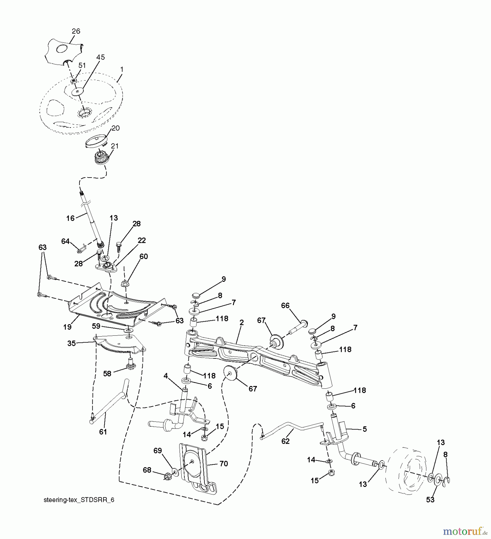  Jonsered Rasen  und Garten Traktoren LT2223 A2 (96041011100) - Jonsered Lawn & Garden Tractor (2009-02) STEERING