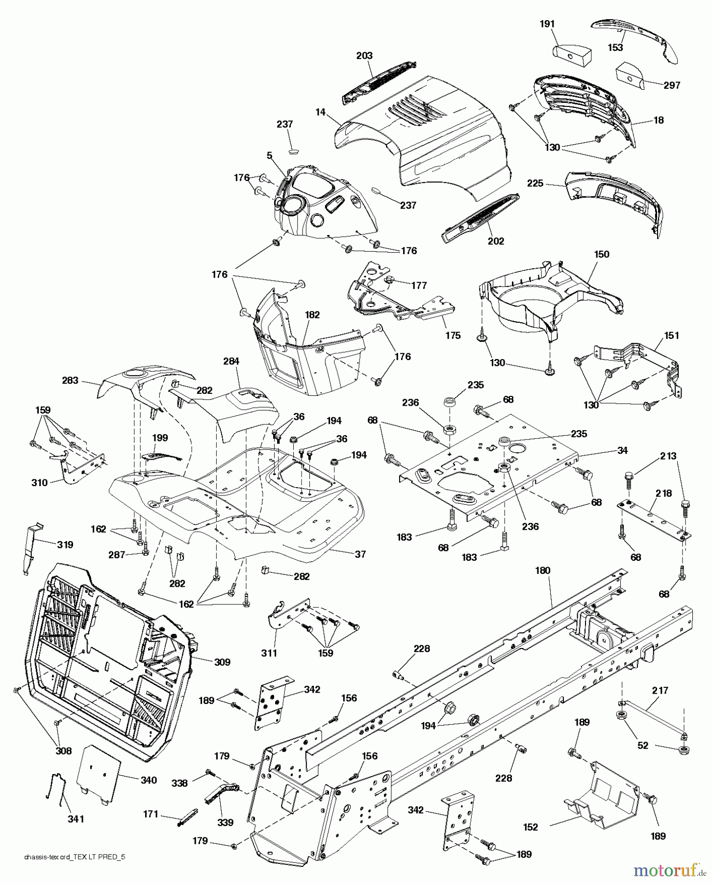  Jonsered Rasen  und Garten Traktoren LT2316 CM (96051000400) - Jonsered Lawn & Garden Tractor (2010-12) CHASSIS ENCLOSURES