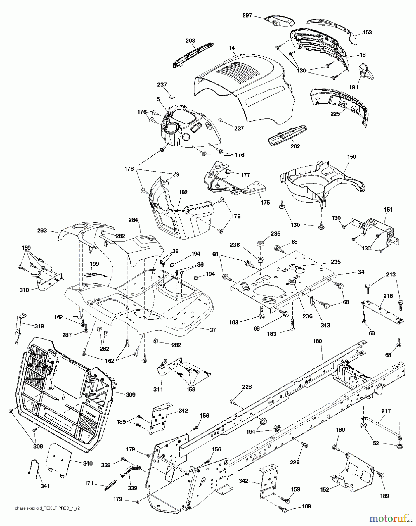 Jonsered Rasen und Garten Traktoren LT2317 CMA (96051000500) - Jonsered Lawn & Garden Tractor (2011-03) CHASSIS ENCLOSURES
