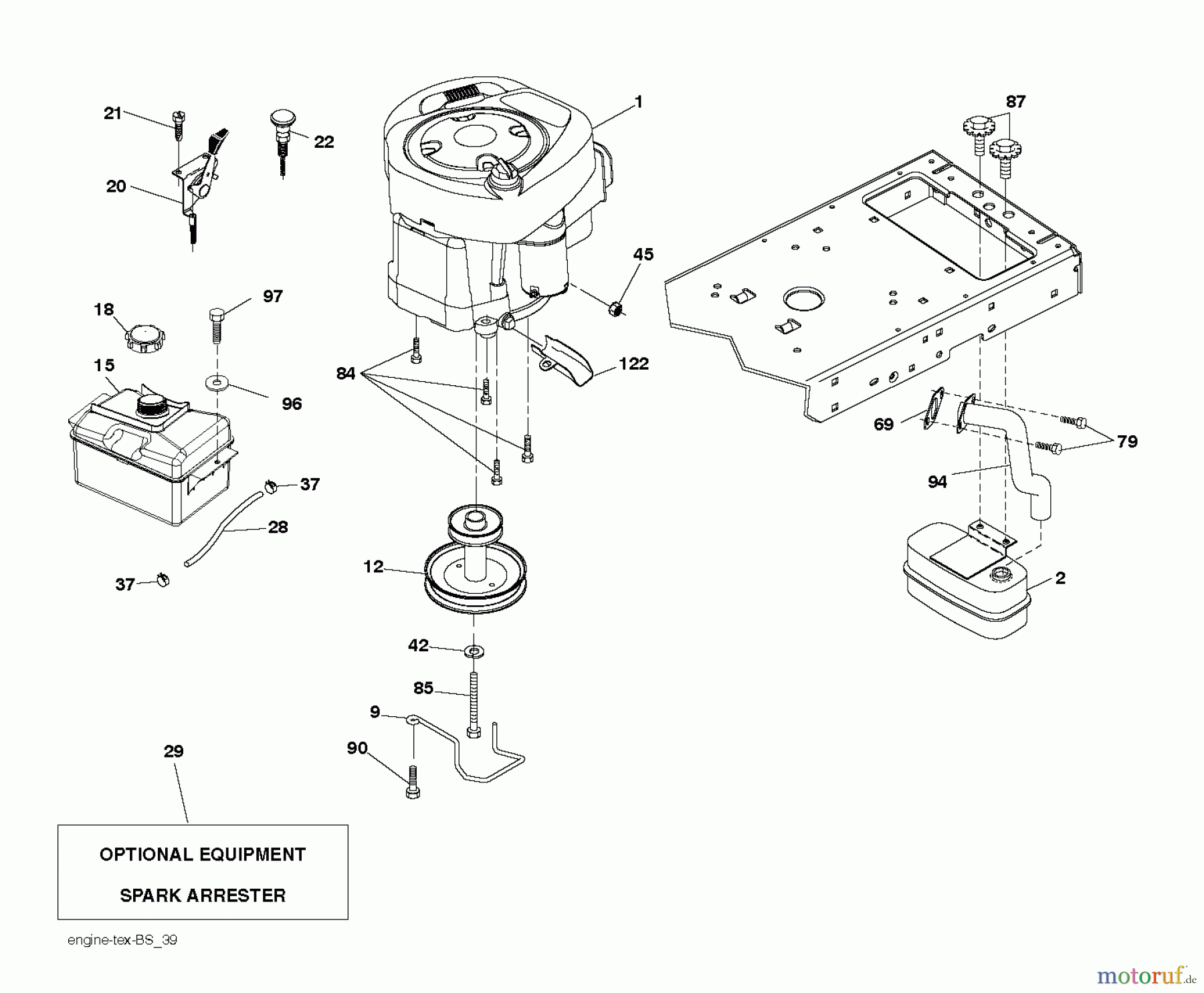  Jonsered Rasen  und Garten Traktoren LT2317 CMA (96051000501) - Jonsered Lawn & Garden Tractor (2011-08) ENGINE