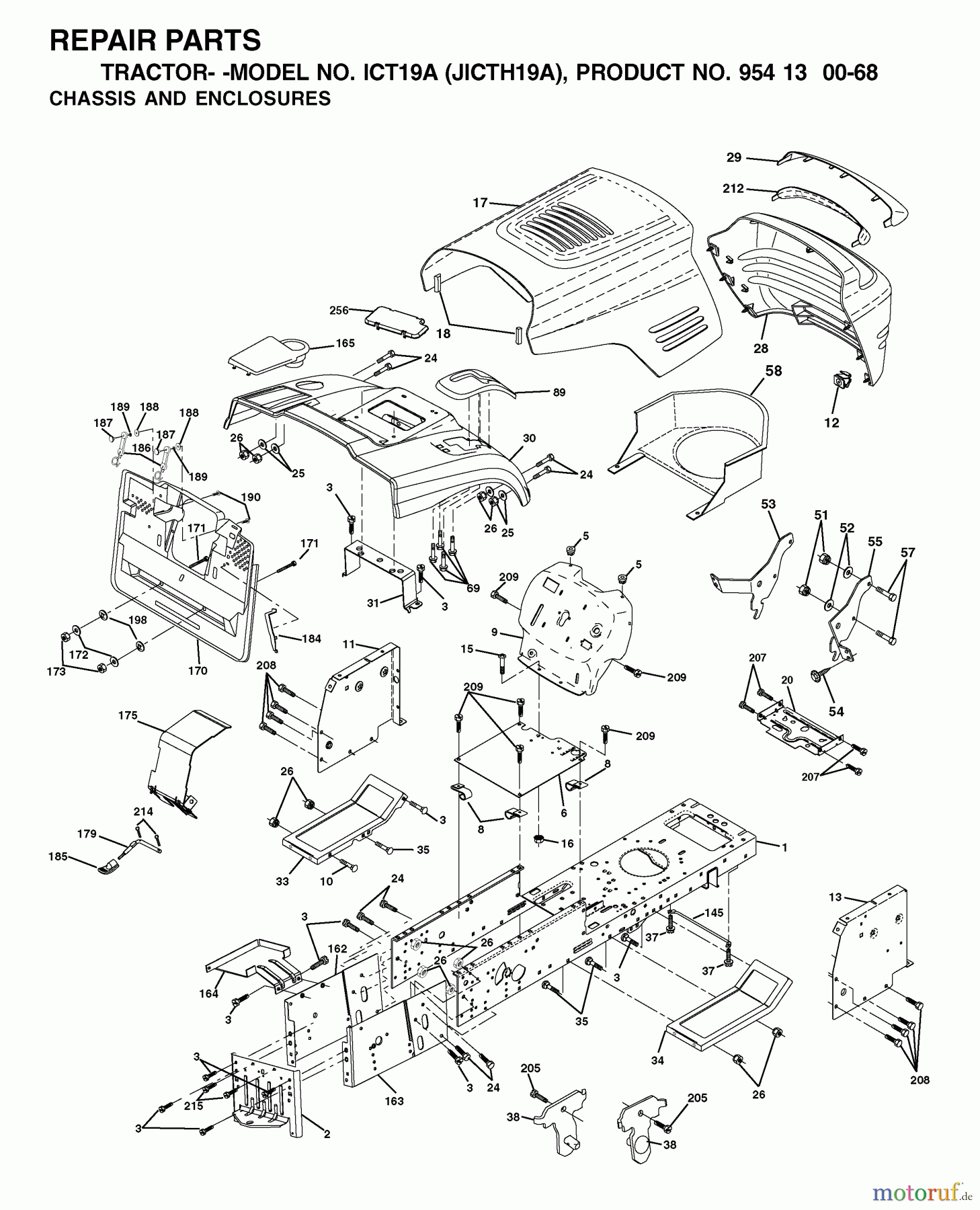  Jonsered Rasen  und Garten Traktoren ICT19A (JICTH19A, 954130068) - Jonsered Lawn & Garden Tractor (2002-02) CHASSIS ENCLOSURES