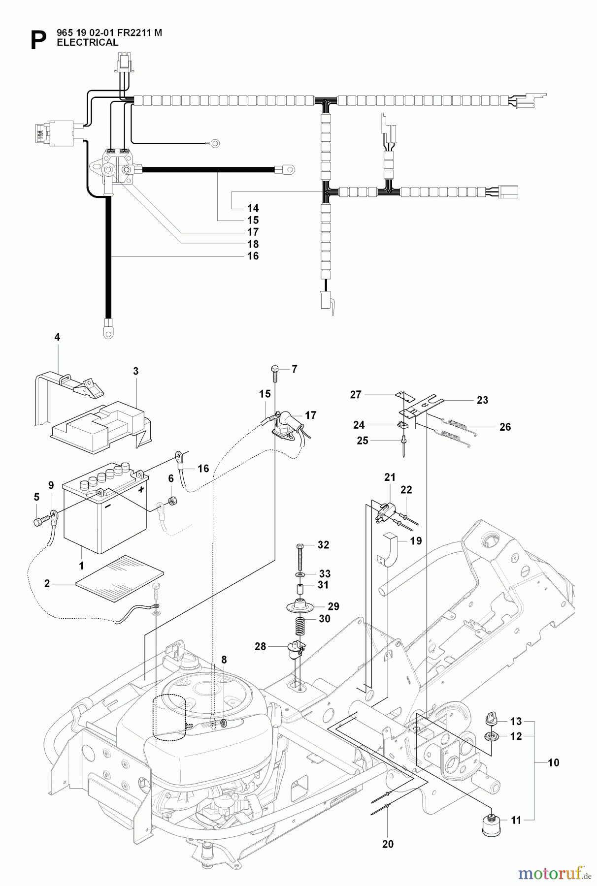  Jonsered Reitermäher FR2211 M (965190201) - Jonsered Rear-Engine Riding Mower (2008-01) ELECTRICAL