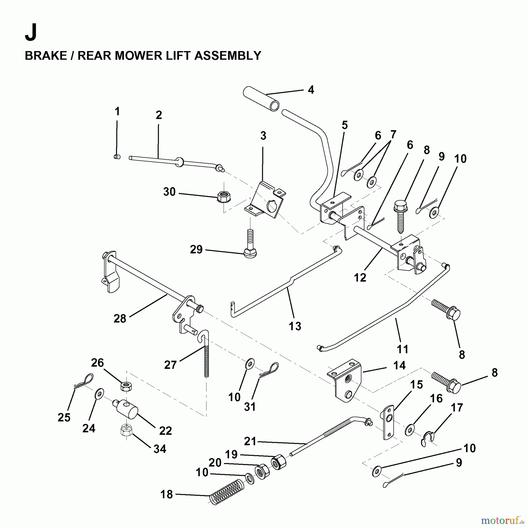  Jonsered Rasen  und Garten Traktoren LR12 (1998-04) - Jonsered Lawn & Garden Tractor (Canada) BRAKE / REAR MOWER LIFT