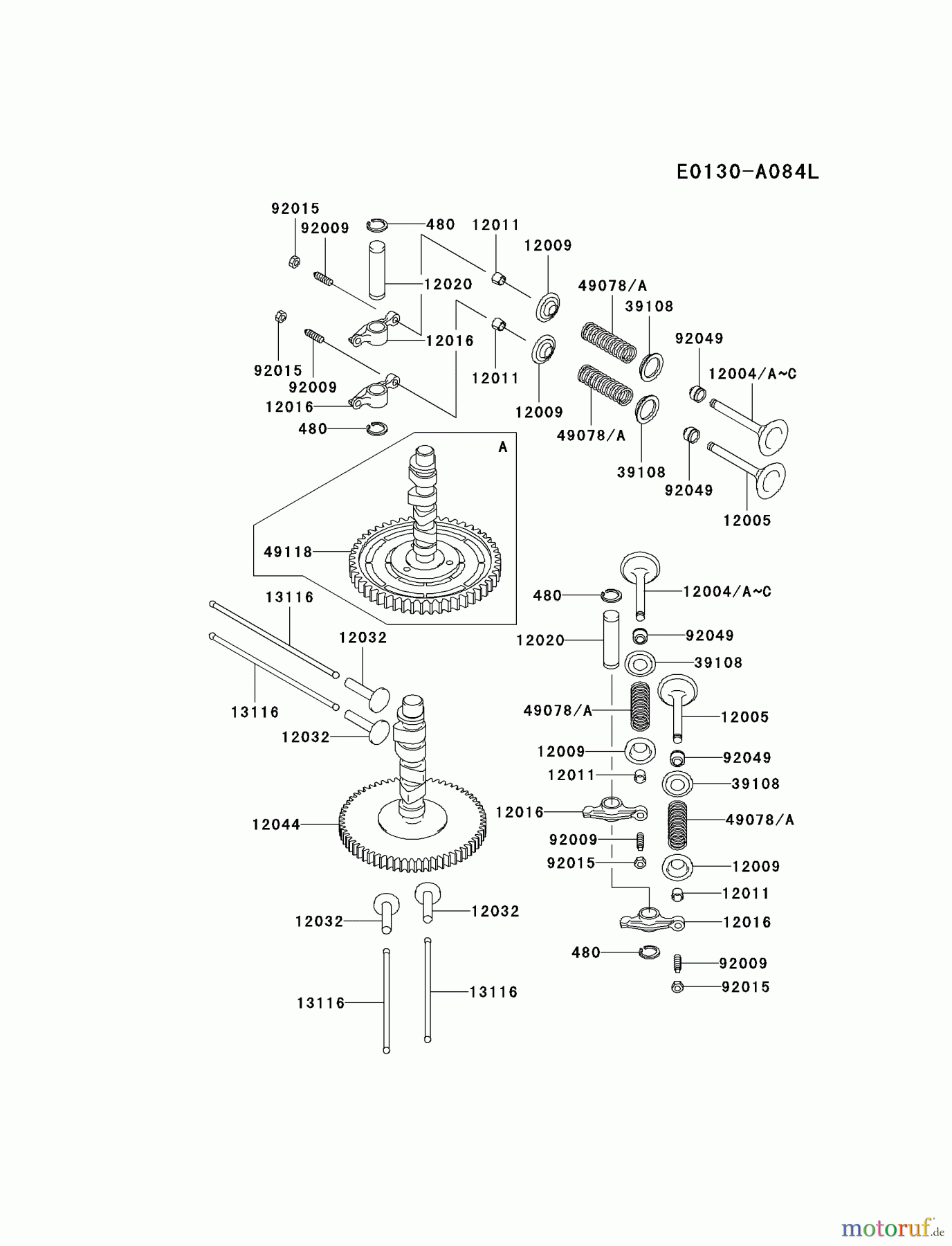 Kawasaki Motoren Motoren Vertikal FA210V - AS02 bis FH641V - DS24 FD590V-CS09 - Kawasaki FD590V 4-Stroke Engine VALVE/CAMSHAFT