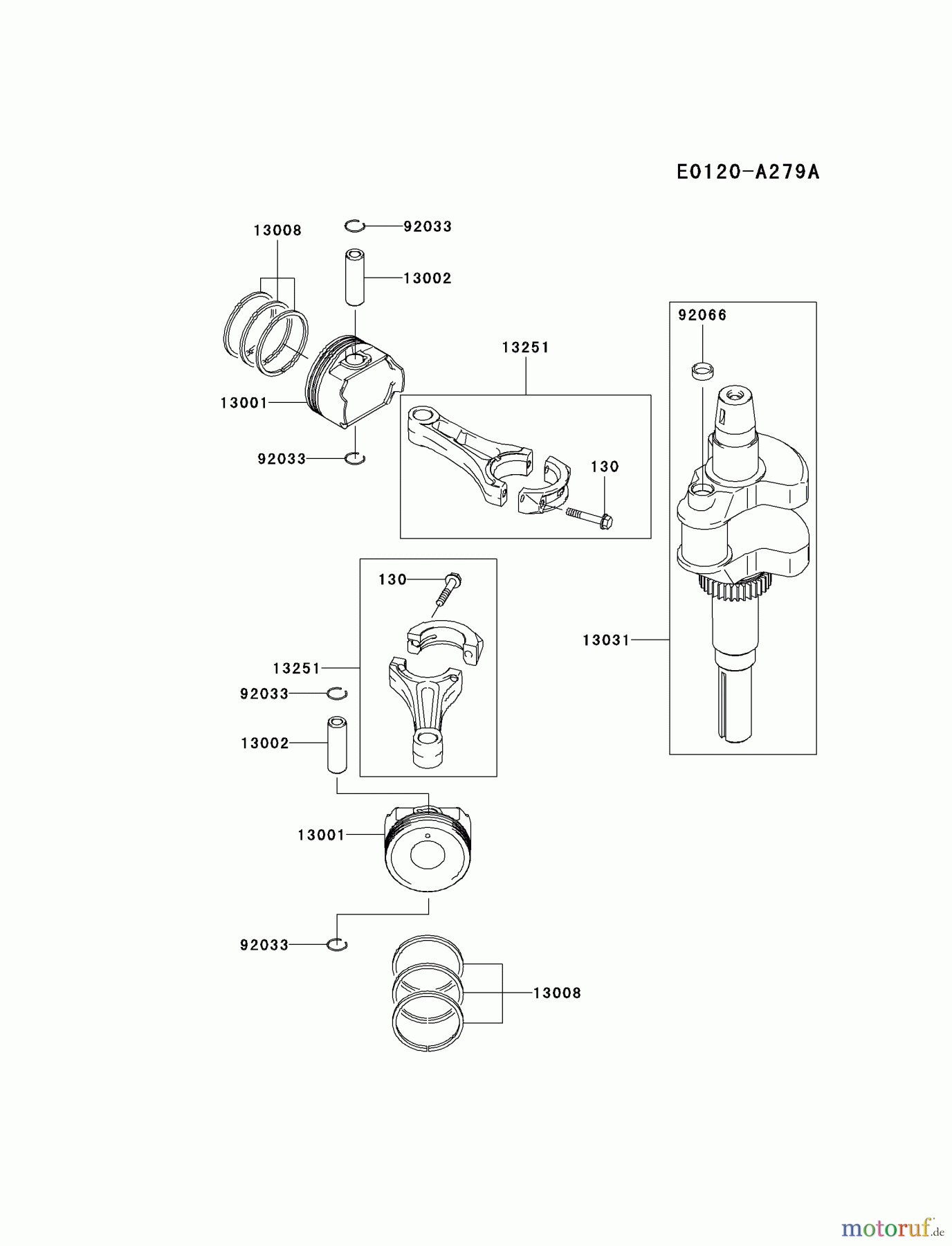  Kawasaki Motoren Motoren Vertikal FA210V - AS02 bis FH641V - DS24 FD731V-AS03 - Kawasaki FD731V 4-Stroke Engine PISTON/CRANKSHAFT