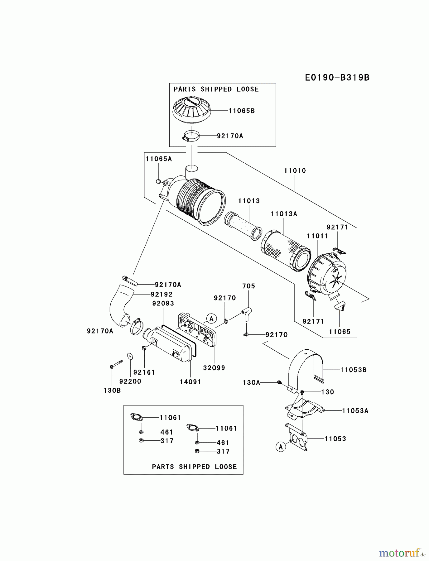 Kawasaki Motoren Motoren Vertikal FA210V - AS02 bis FH641V - DS24 FD731V-AS04 - Kawasaki FD731V 4-Stroke Engine AIR-FILTER/MUFFLER