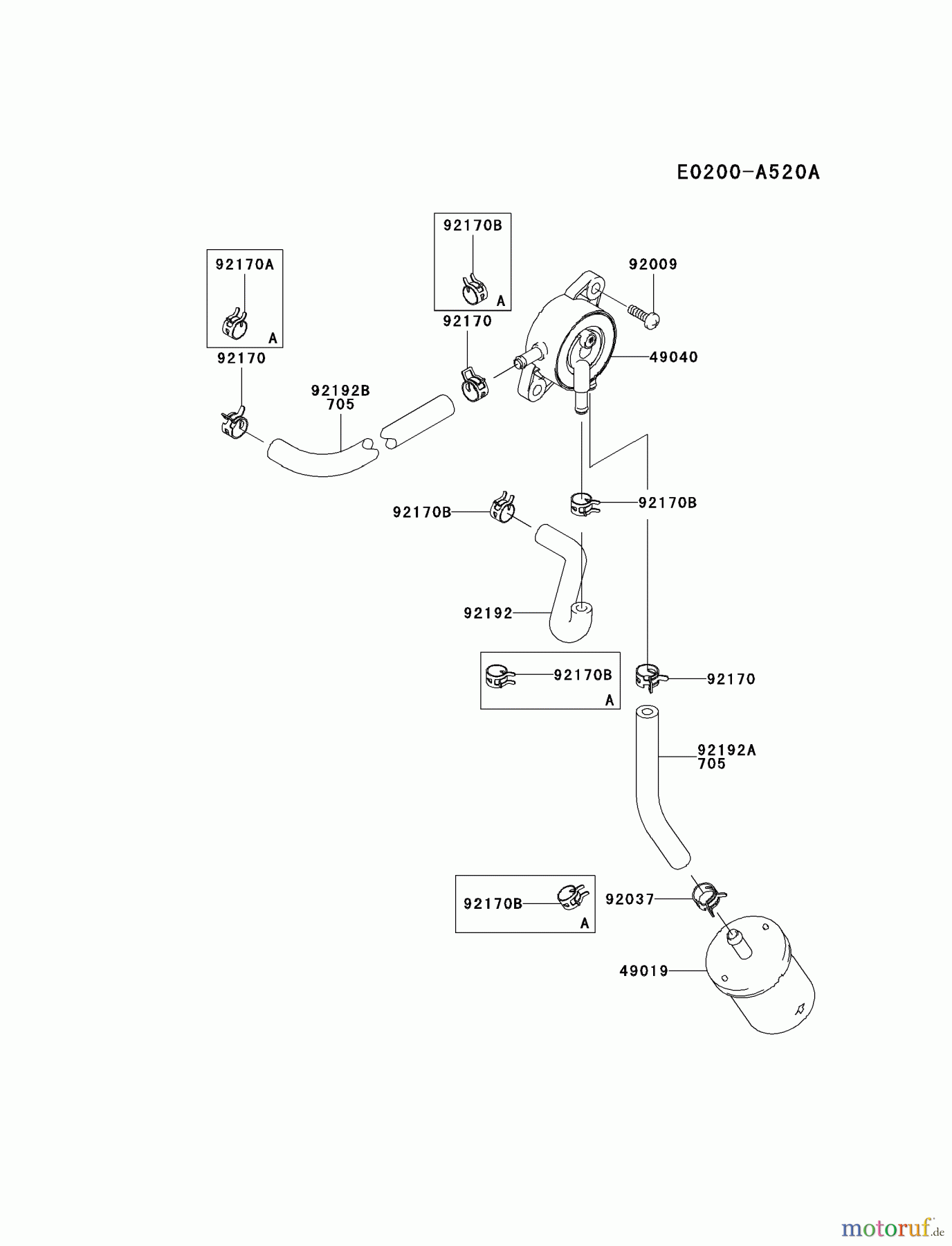 Kawasaki Motoren Motoren Vertikal FA210V - AS02 bis FH641V - DS24 FD731V-CS04 - Kawasaki FD731V 4-Stroke Engine FUEL-TANK/FUEL-VALVE