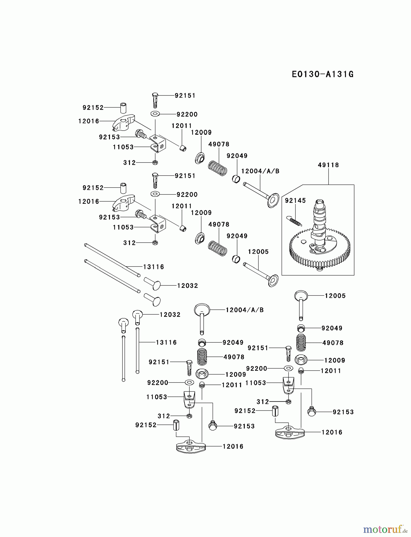 Kawasaki Motoren Motoren Vertikal FA210V - AS02 bis FH641V - DS24 FD731V-GS00 - Kawasaki FD731V 4-Stroke Engine VALVE/CAMSHAFT