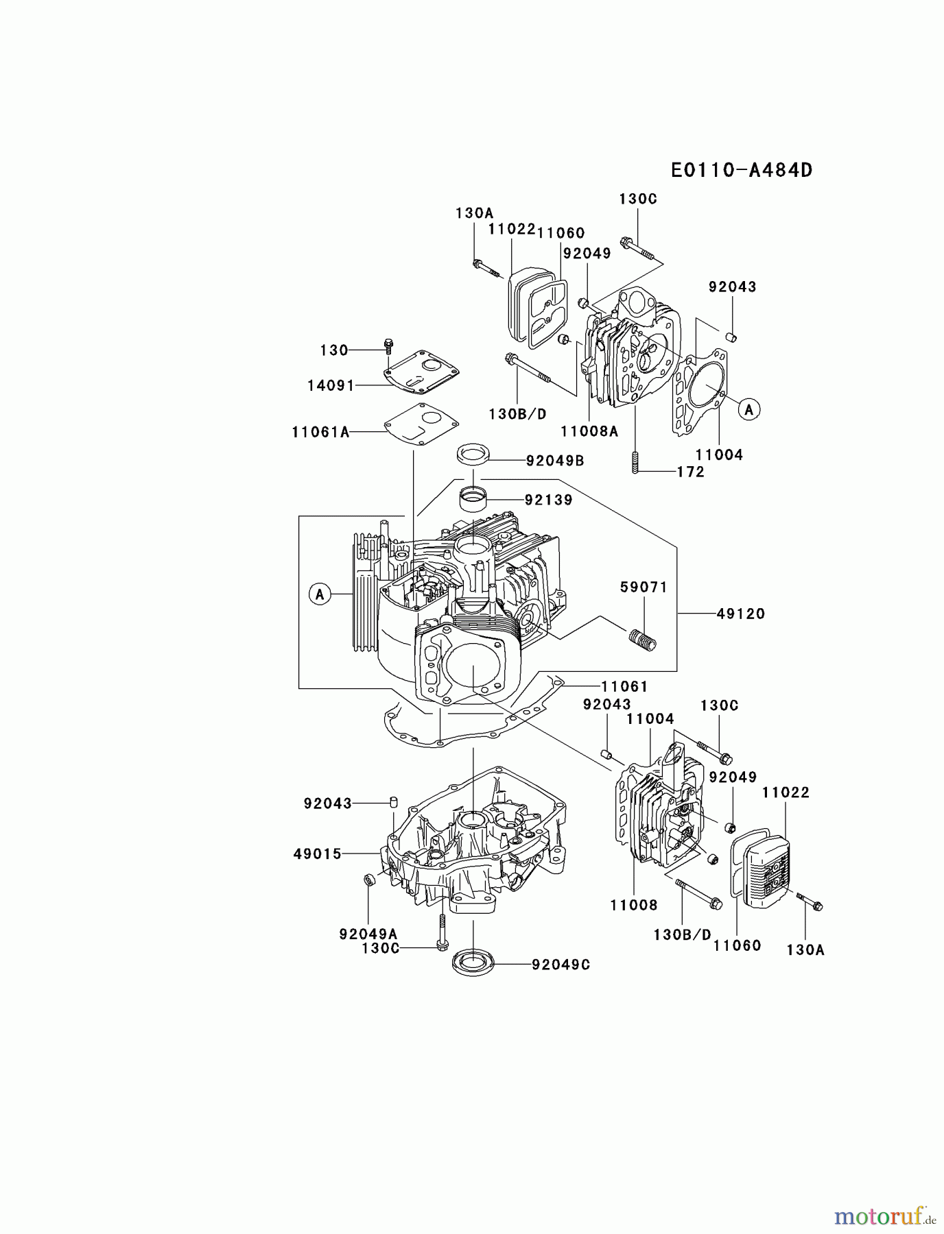 Kawasaki Motoren Motoren Vertikal FA210V - AS02 bis FH641V - DS24 FH381V-ES07 - Kawasaki FH381V 4-Stroke Engine CYLINDER/CRANKCASE
