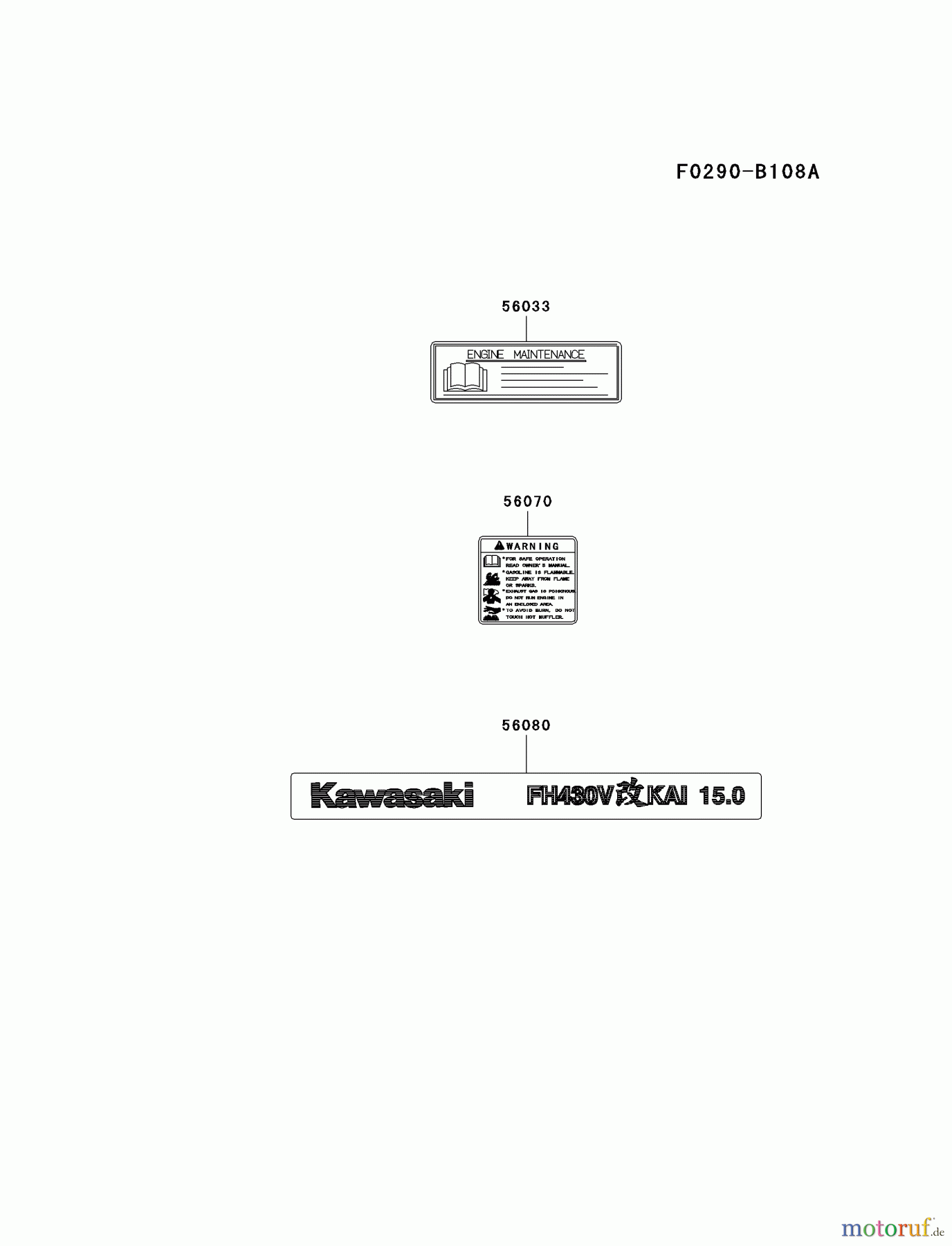 Kawasaki Motoren Motoren Vertikal FA210V - AS02 bis FH641V - DS24 FH430V-AS20 - Kawasaki FH430V 4-Stroke Engine LABEL