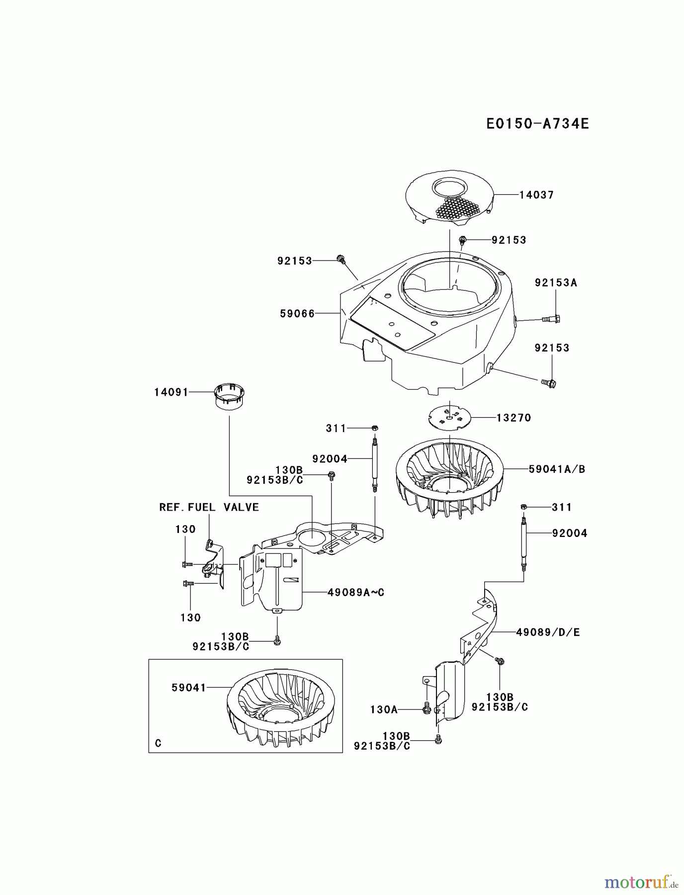 Kawasaki Motoren Motoren Vertikal FA210V - AS02 bis FH641V - DS24 FH430V-CS08 - Kawasaki FH430V 4-Stroke Engine COOLING-EQUIPMENT