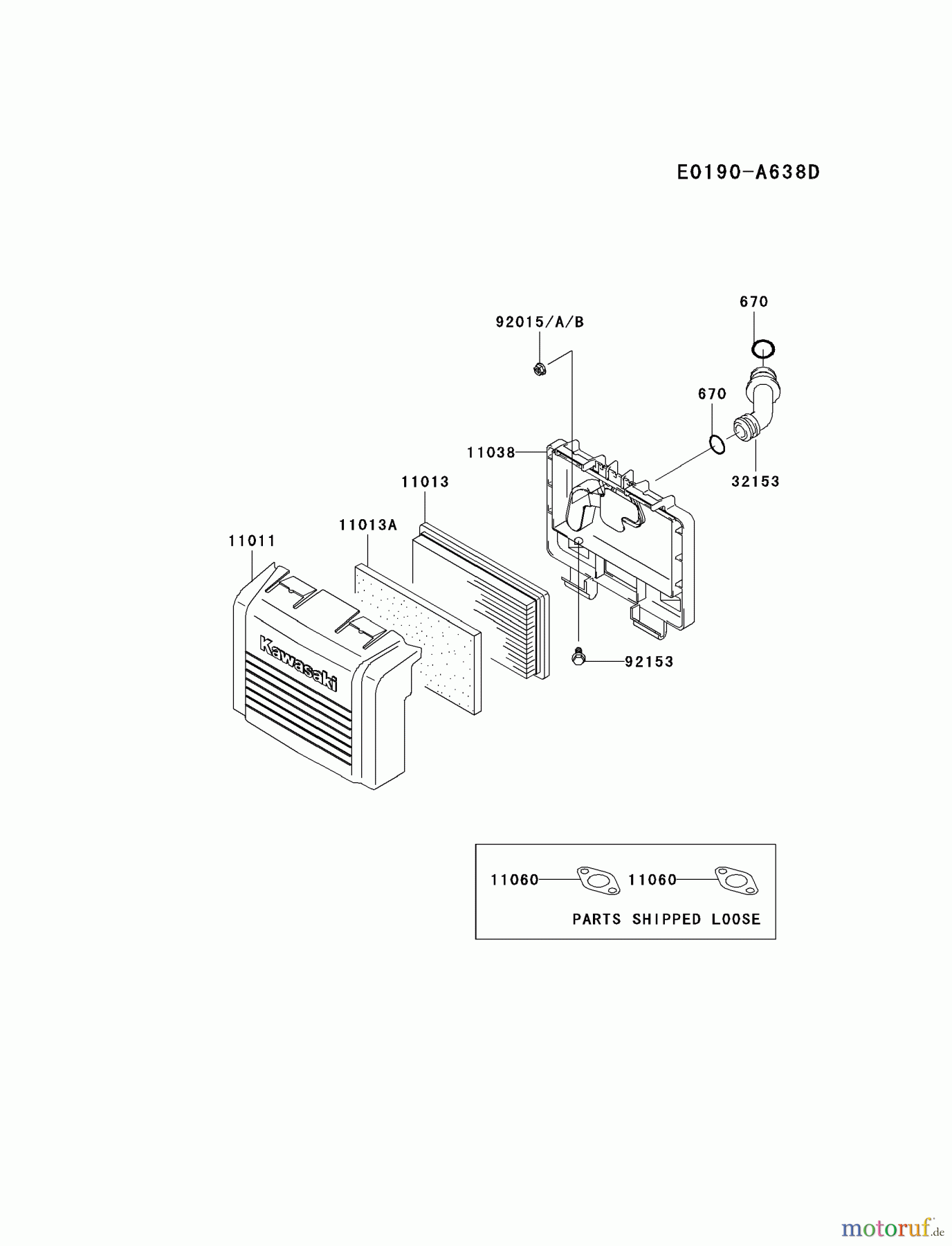 Kawasaki Motoren Motoren Vertikal FA210V - AS02 bis FH641V - DS24 FH430V-CS04 - Kawasaki FH430V 4-Stroke Engine AIR-FILTER/MUFFLER