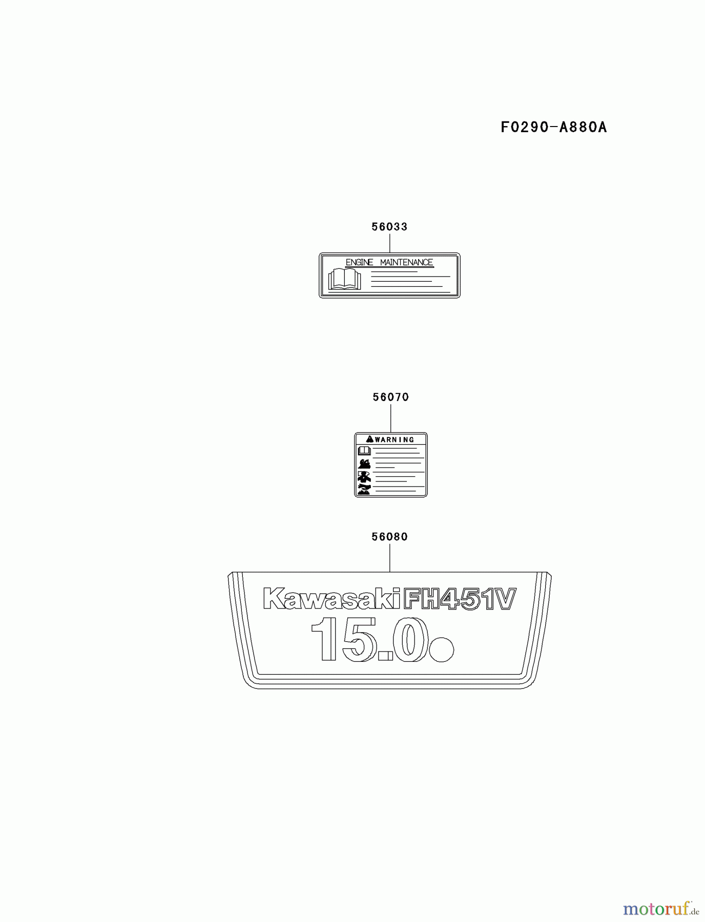 Kawasaki Motoren Motoren Vertikal FA210V - AS02 bis FH641V - DS24 FH451V-BS16 - Kawasaki FH451V 4-Stroke Engine LABEL