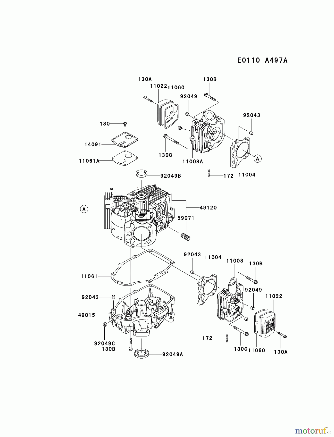 Kawasaki Motoren Motoren Vertikal FA210V - AS02 bis FH641V - DS24 FH480V-BS23 - Kawasaki FH480V 4-Stroke Engine CYLINDER/CRANKCASE