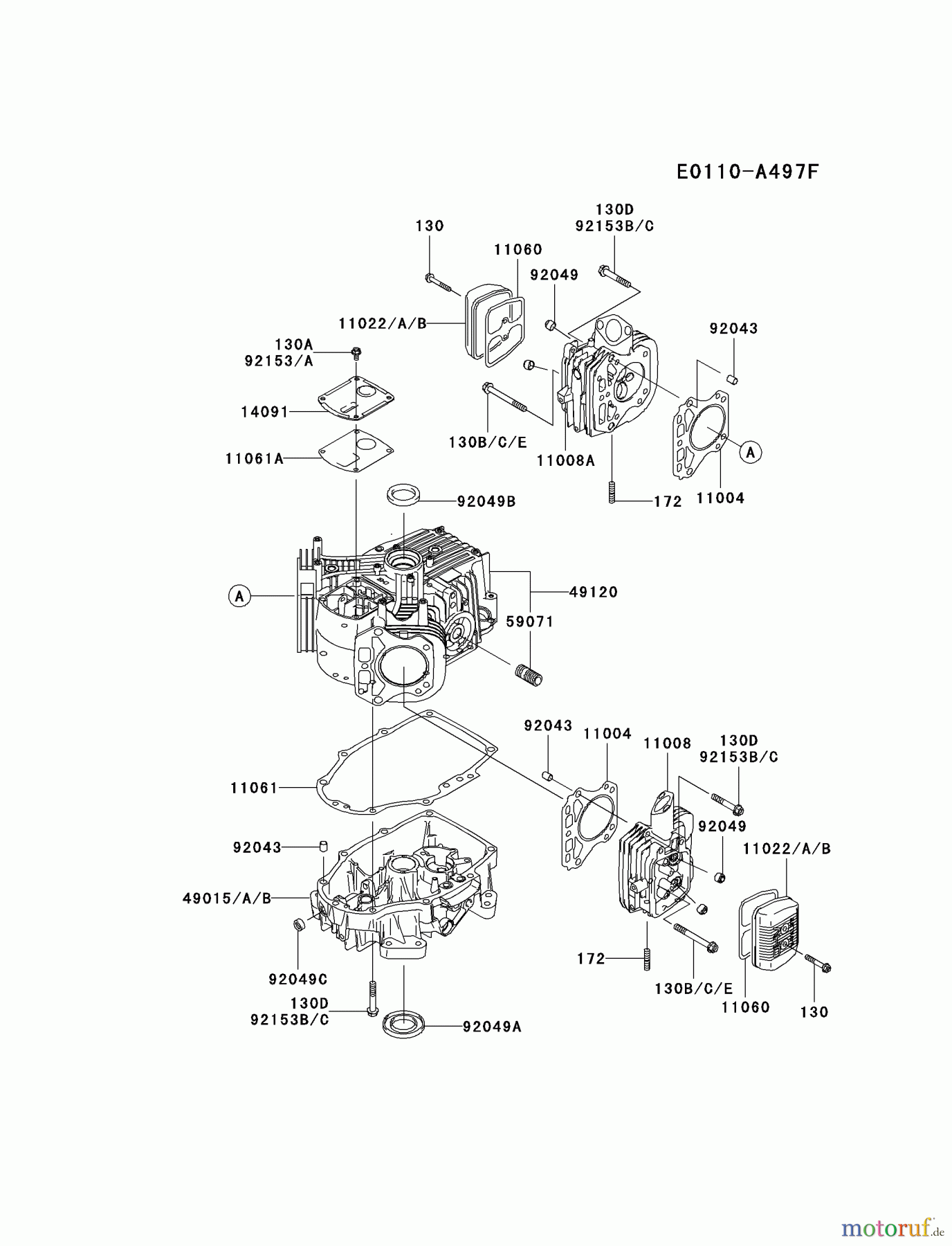  Kawasaki Motoren Motoren Vertikal FA210V - AS02 bis FH641V - DS24 FH480V-BS24 - Kawasaki FH480V 4-Stroke Engine CYLINDER/CRANKCASE