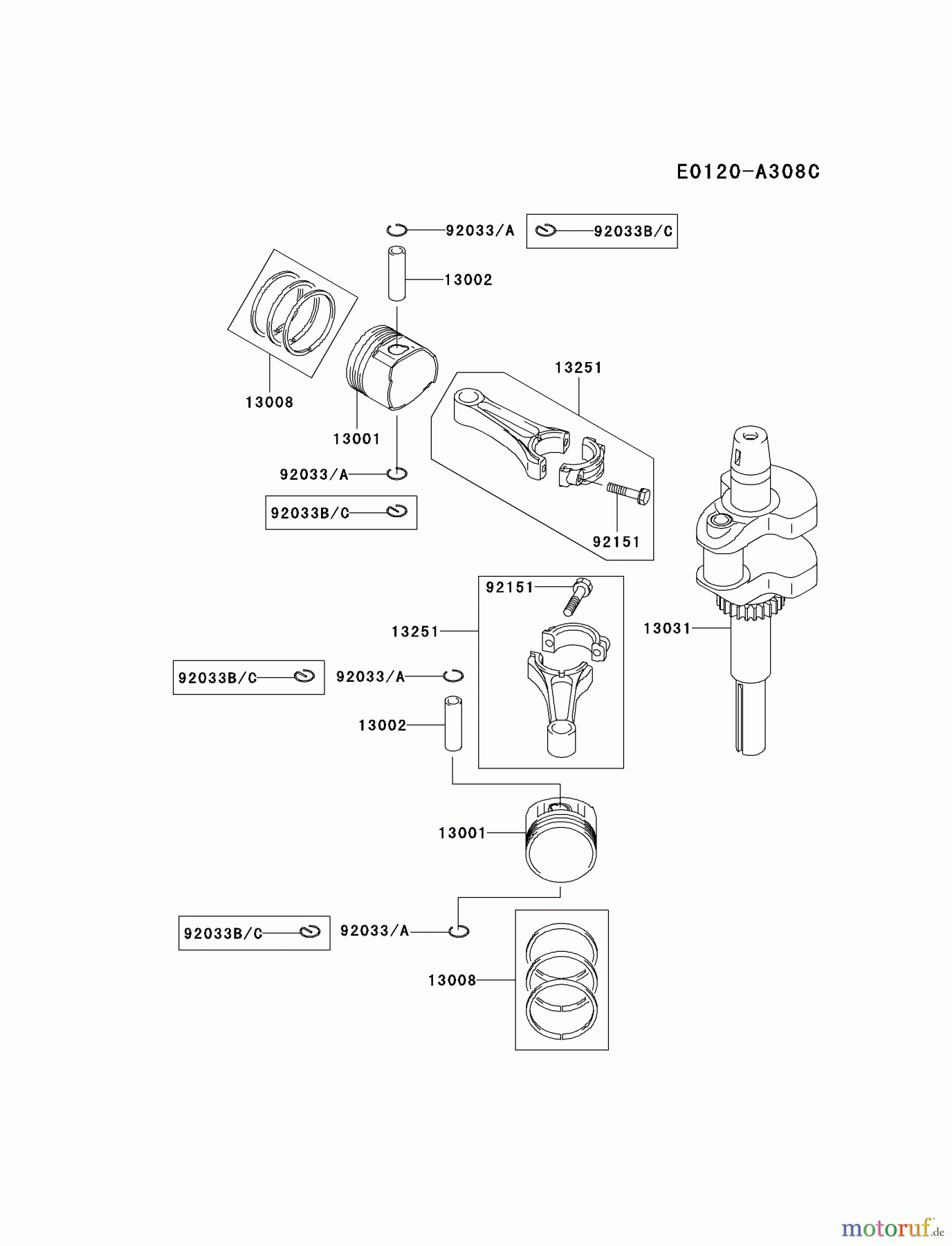  Kawasaki Motoren Motoren Vertikal FA210V - AS02 bis FH641V - DS24 FH541V-BS20 - Kawasaki FH541V 4-Stroke Engine PISTON/CRANKSHAFT