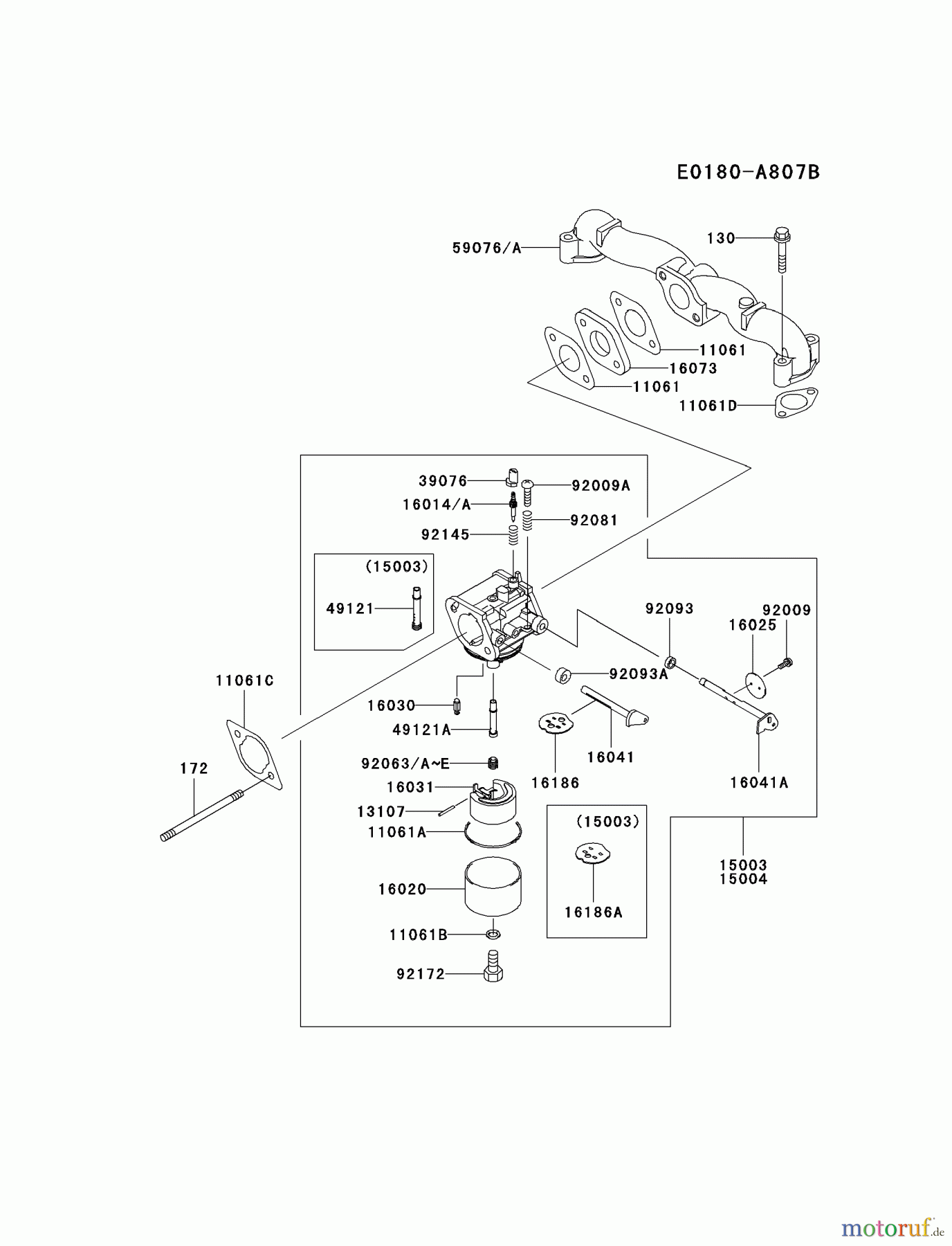 Kawasaki Motoren Motoren Vertikal FA210V - AS02 bis FH641V - DS24 FH541V-AS40 - Kawasaki FH541V 4-Stroke Engine CARBURETOR