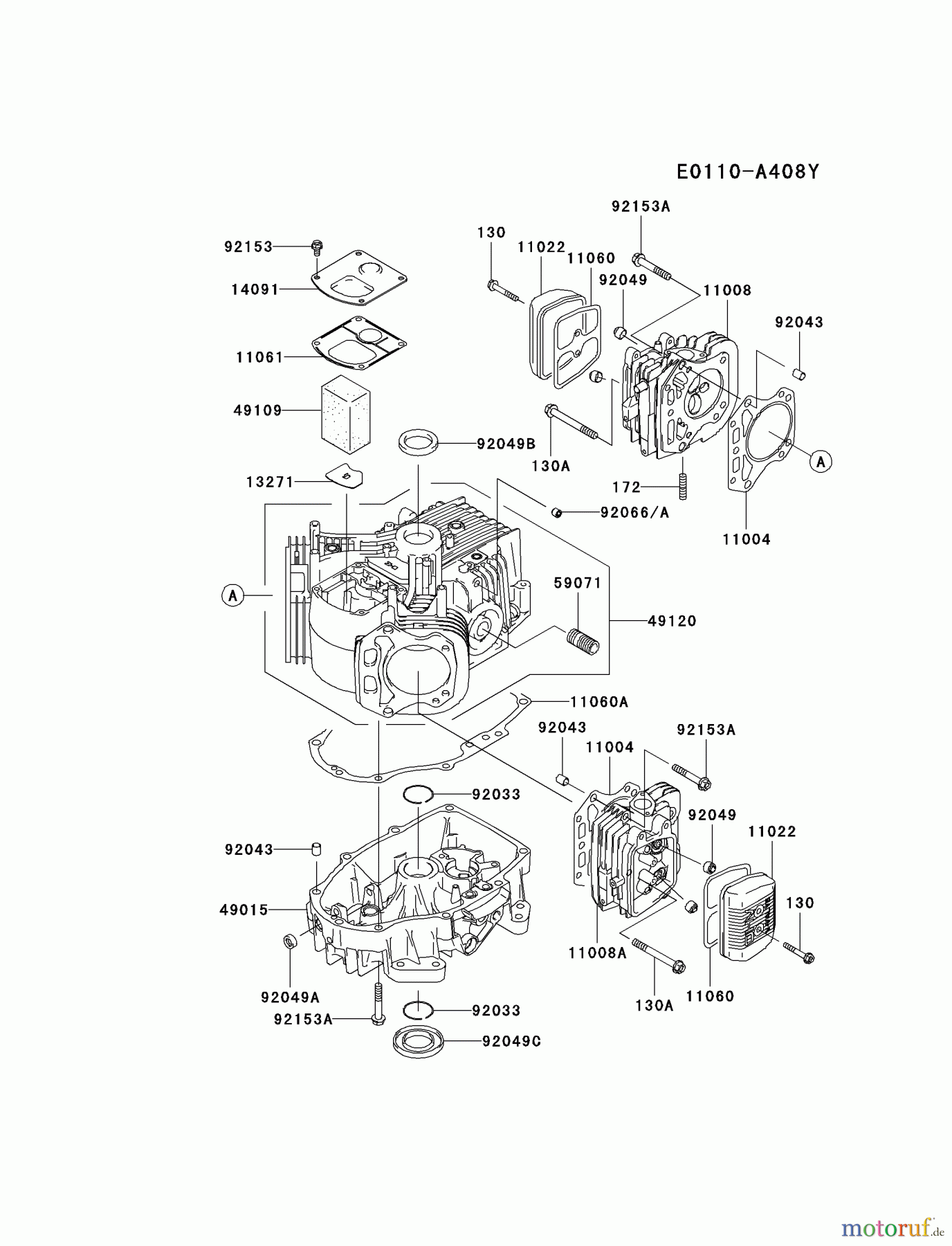 Kawasaki Motoren Motoren Vertikal FA210V - AS02 bis FH641V - DS24 FH541V-CW04 - Kawasaki FH541V 4-Stroke Engine CYLINDER/CRANKCASE