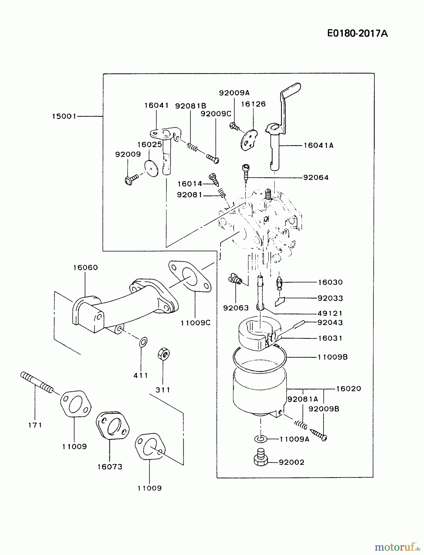 Kawasaki Motoren Motoren, Horizontal FA130D-BS10 - Kawasaki FA130D 4-Stroke Engine CARBURETOR