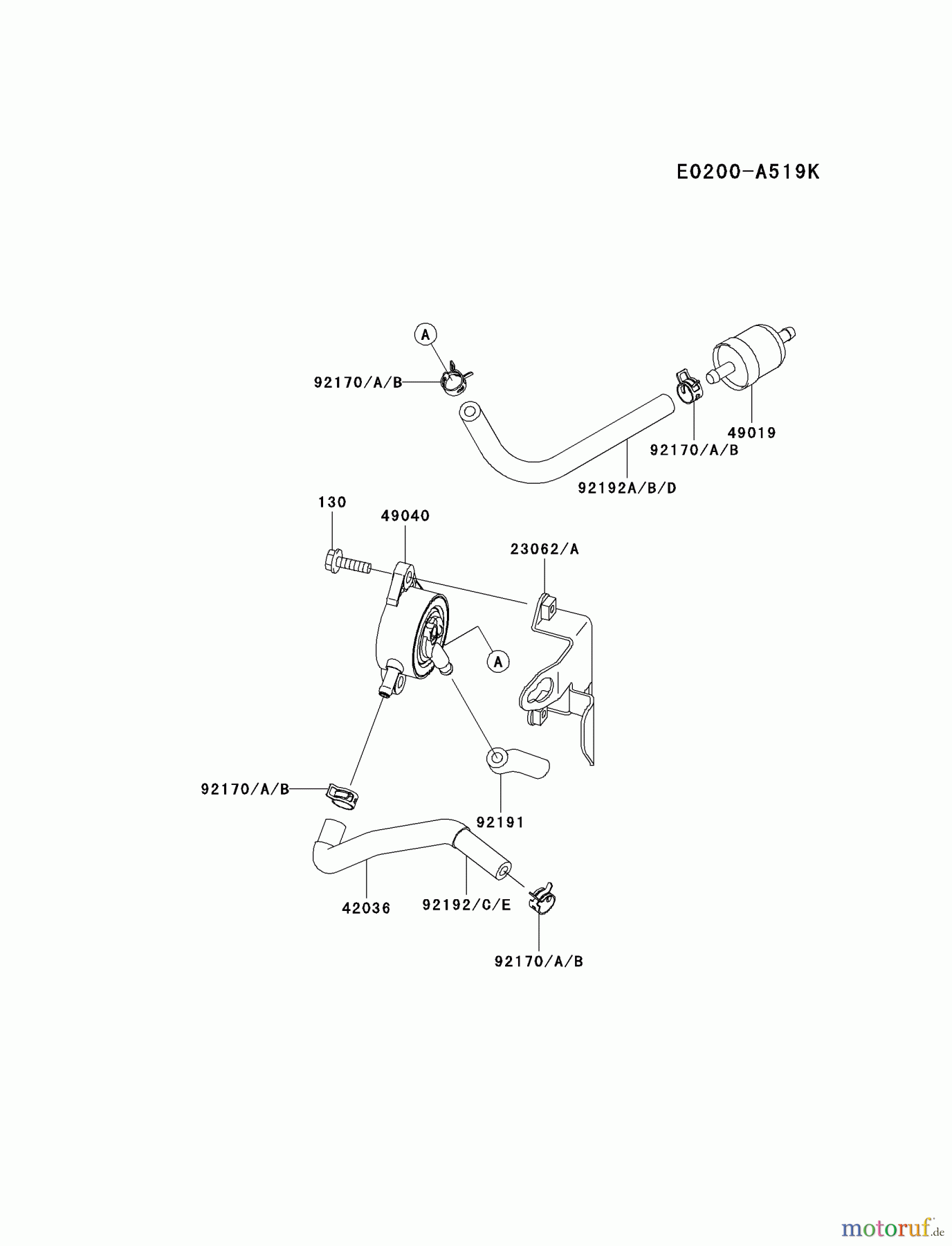 Kawasaki Motoren Motoren Vertikal FA210V - AS02 bis FH641V - DS24 FH381V-CS21 - Kawasaki FH381V 4-Stroke Engine FUEL-TANK/FUEL-VALVE