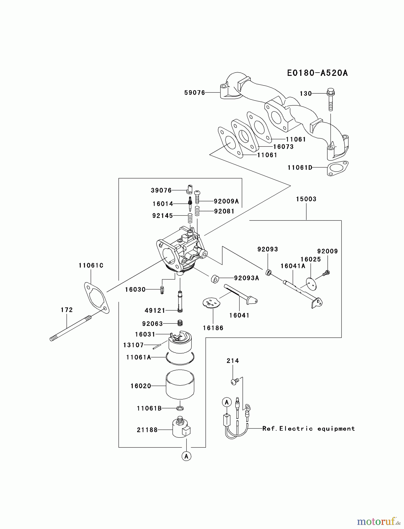  Kawasaki Motoren Motoren Vertikal FA210V - AS02 bis FH641V - DS24 FH580V-AS11 - Kawasaki FH580V 4-Stroke Engine CARBURETOR