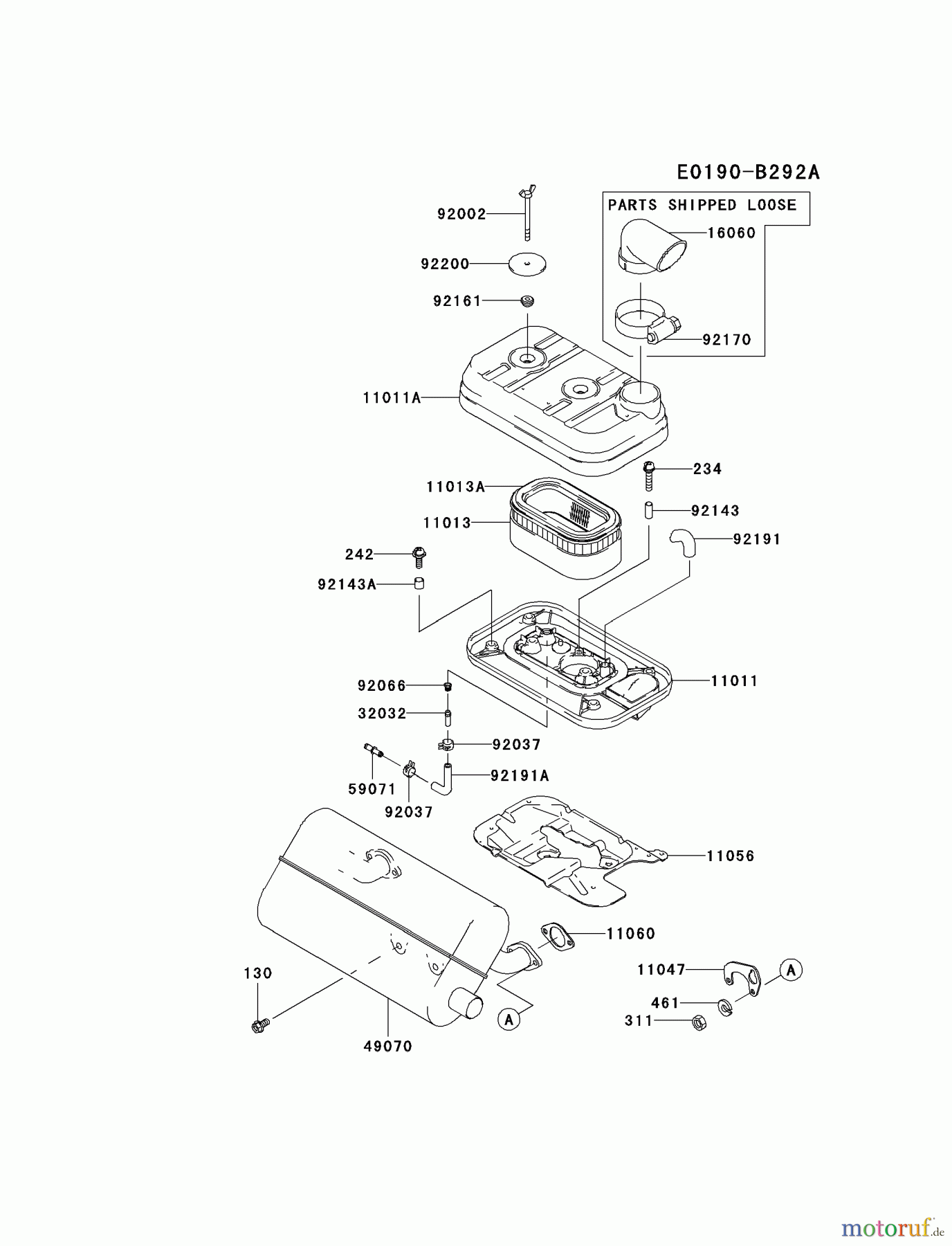 Kawasaki Motoren Motoren, Horizontal FD620D-GS18 - Kawasaki FD620D 4-Stroke Engine AIR-FILTER/MUFFLER