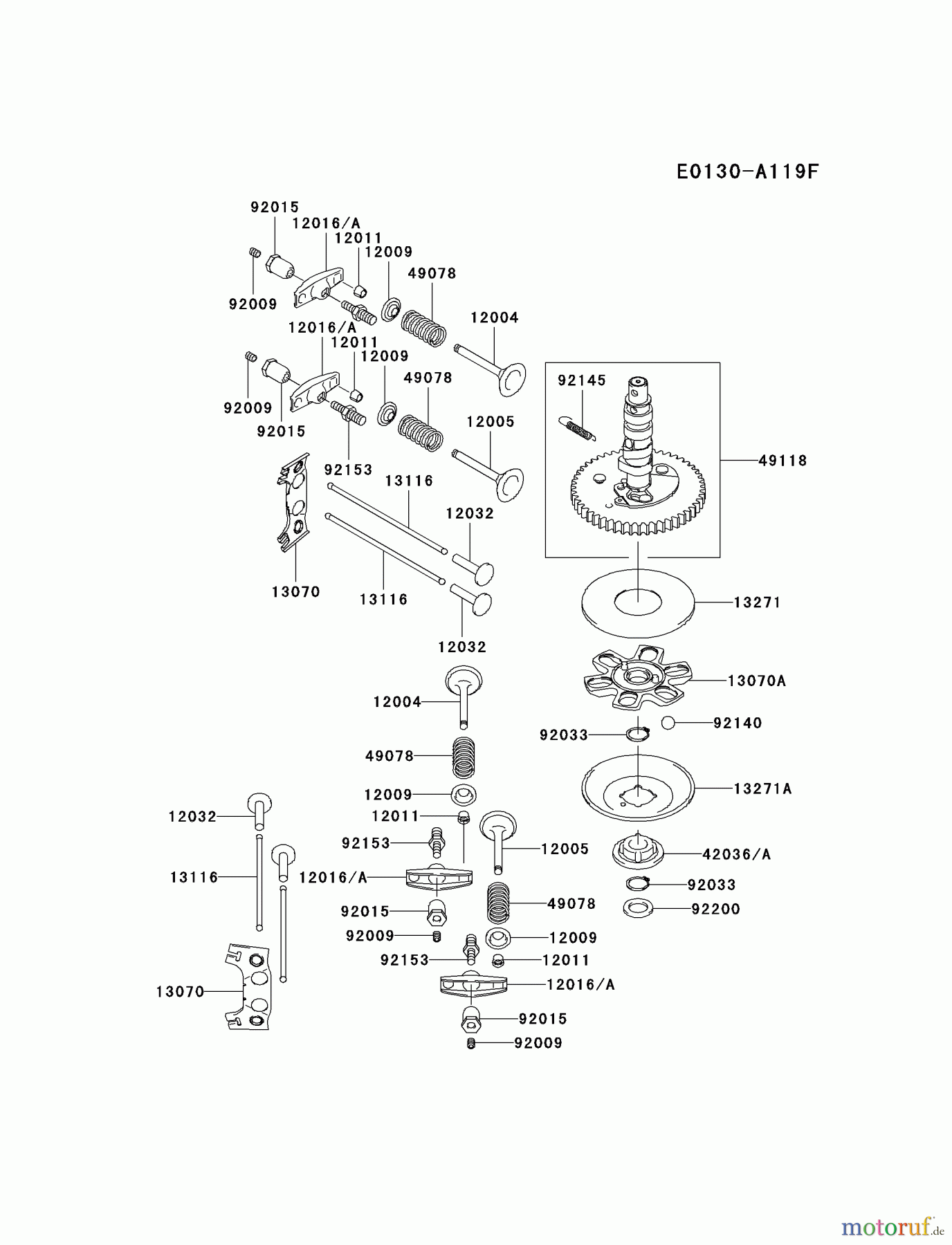 Kawasaki Motoren Motoren Vertikal FA210V - AS02 bis FH641V - DS24 FH580V-CS24 - Kawasaki FH580V 4-Stroke Engine VALVE/CAMSHAFT