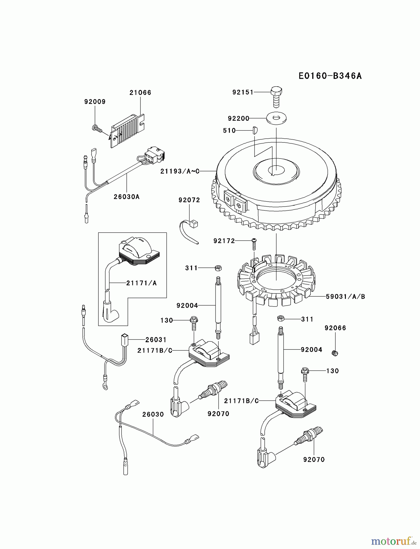  Kawasaki Motoren Motoren Vertikal FA210V - AS02 bis FH641V - DS24 FH580V-BW04 - Kawasaki FH580V 4-Stroke Engine ELECTRIC-EQUIPMENT