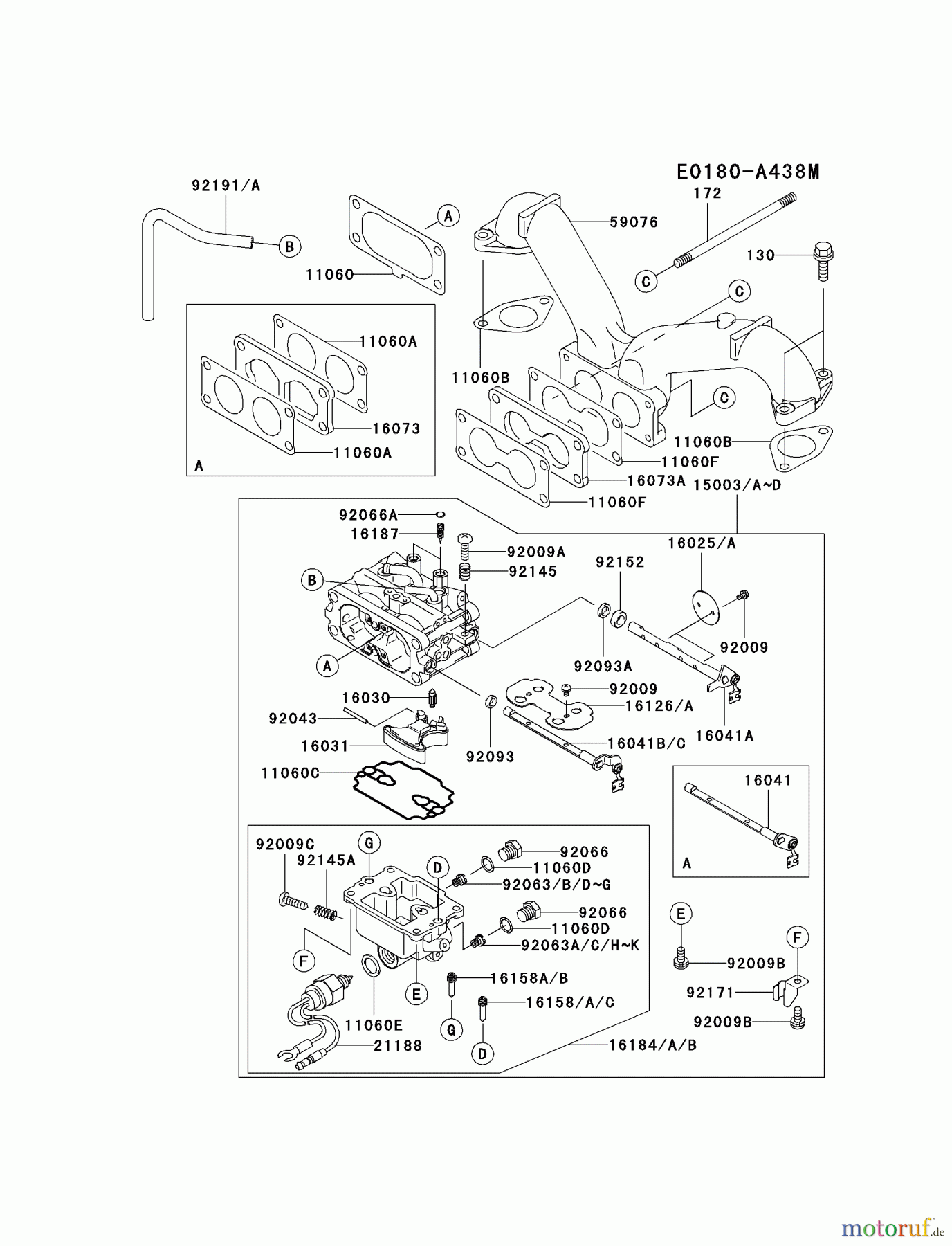 Kawasaki Motoren Motoren Vertikal FA210V - AS02 bis FH641V - DS24 FH601V-AS09 - Kawasaki FH601V 4-Stroke Engine CARBURETOR #2