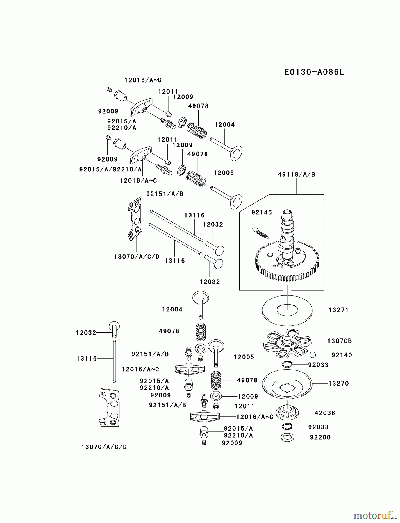 Kawasaki Motoren Motoren Vertikal FA210V - AS02 bis FH641V - DS24 FH601V-CS06 - Kawasaki FH601V 4-Stroke Engine VALVE/CAMSHAFT