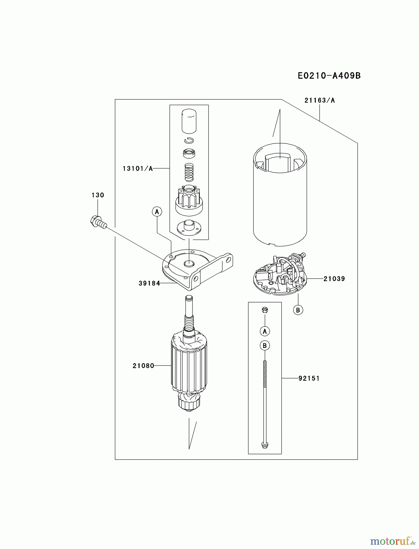 Kawasaki Motoren Motoren Vertikal FA210V - AS02 bis FH641V - DS24 FH541V-CS31 - Kawasaki FH541V 4-Stroke Engine STARTER(~FH541-A98246)