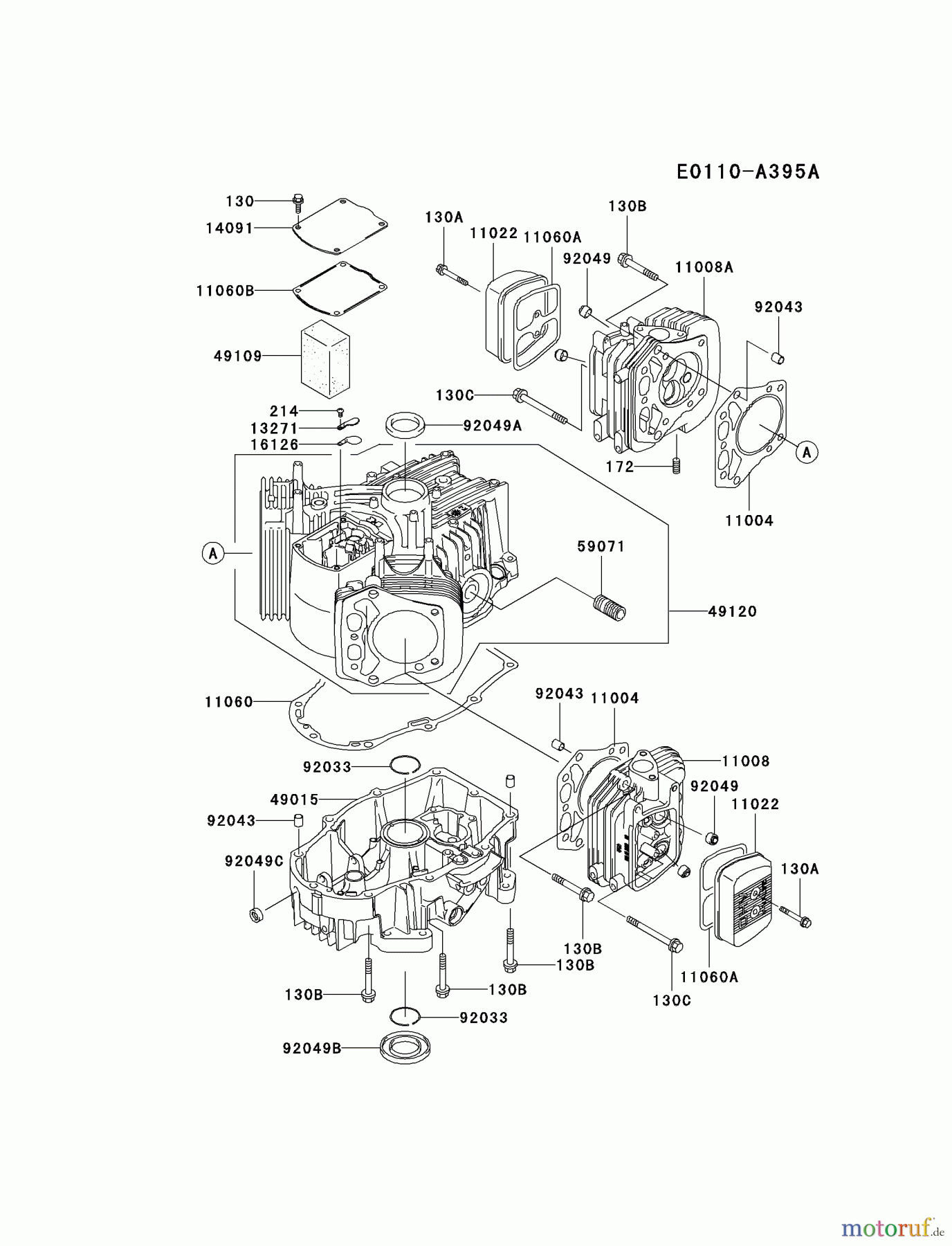 Kawasaki Motoren Motoren Vertikal FA210V - AS02 bis FH641V - DS24 FH601V-AS24 - Kawasaki FH601V 4-Stroke Engine CYLINDER/CRANKCASE