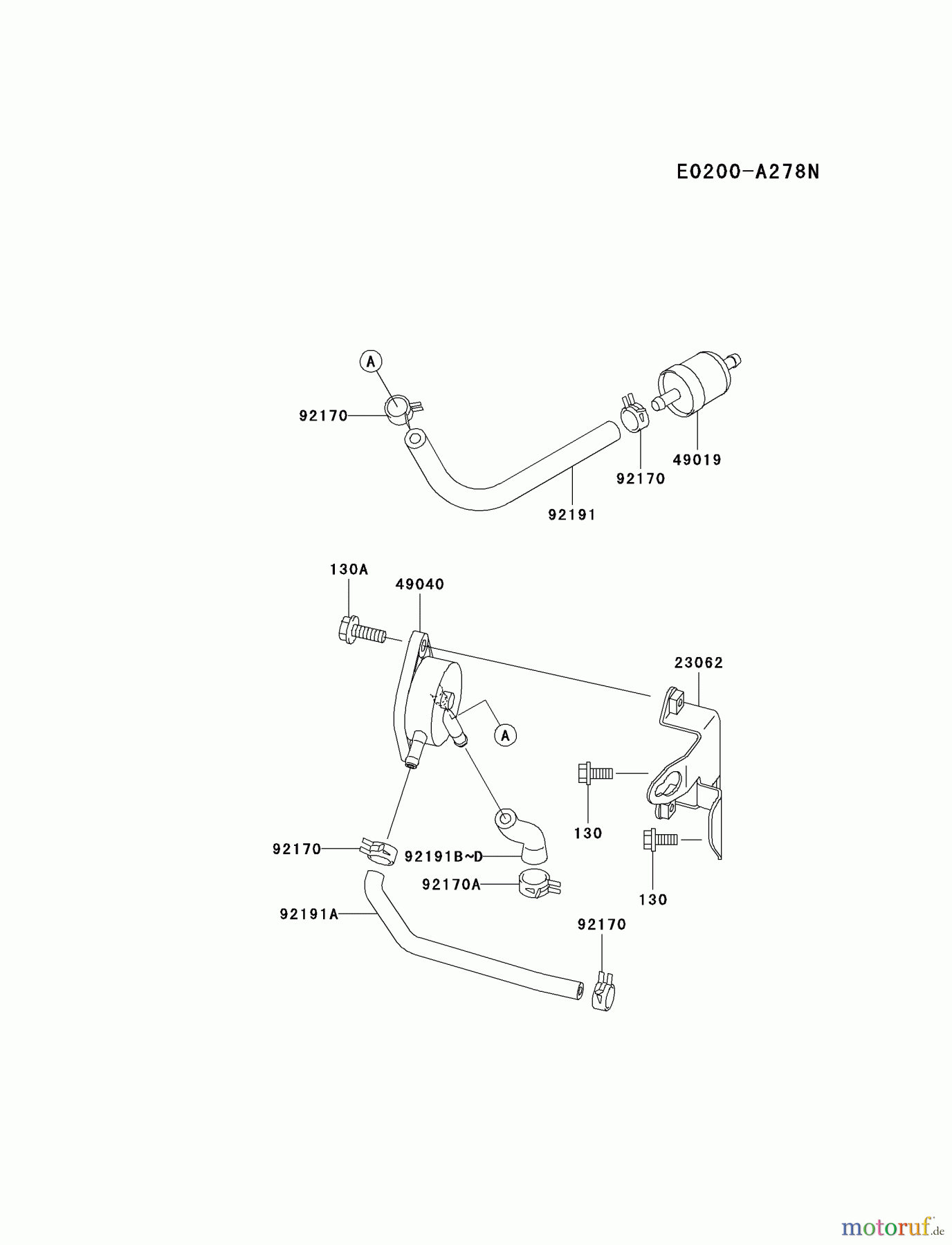 Kawasaki Motoren Motoren Vertikal FA210V - AS02 bis FH641V - DS24 FH601V-AS18 - Kawasaki FH601V 4-Stroke Engine FUEL-TANK/FUEL-VALVE