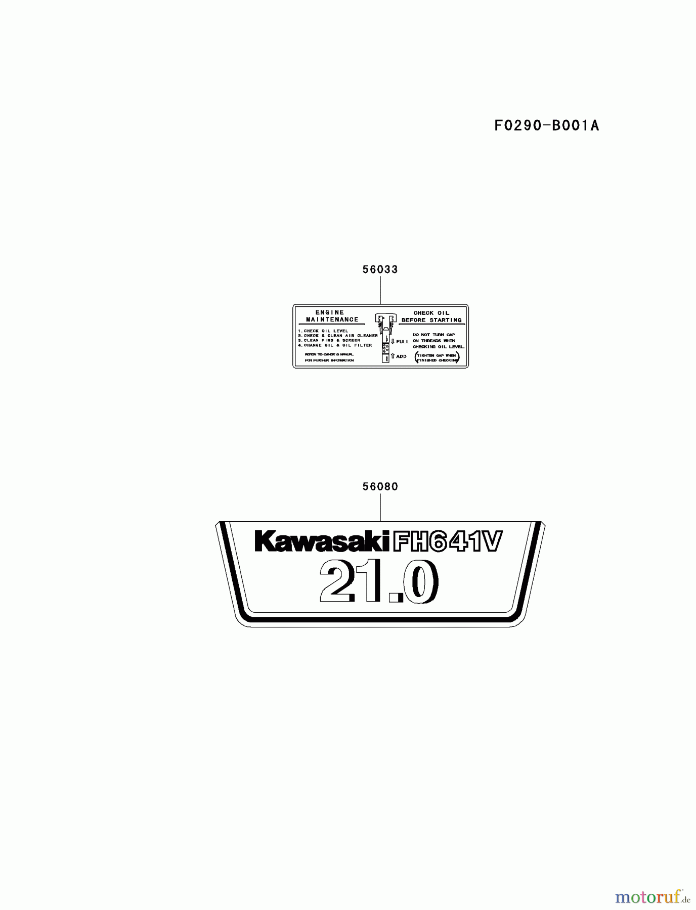  Kawasaki Motoren Motoren Vertikal FH641V - DS25 bis FS481V - BS13 FH641V-ES09 - Kawasaki FH641V 4-Stroke Engine LABEL