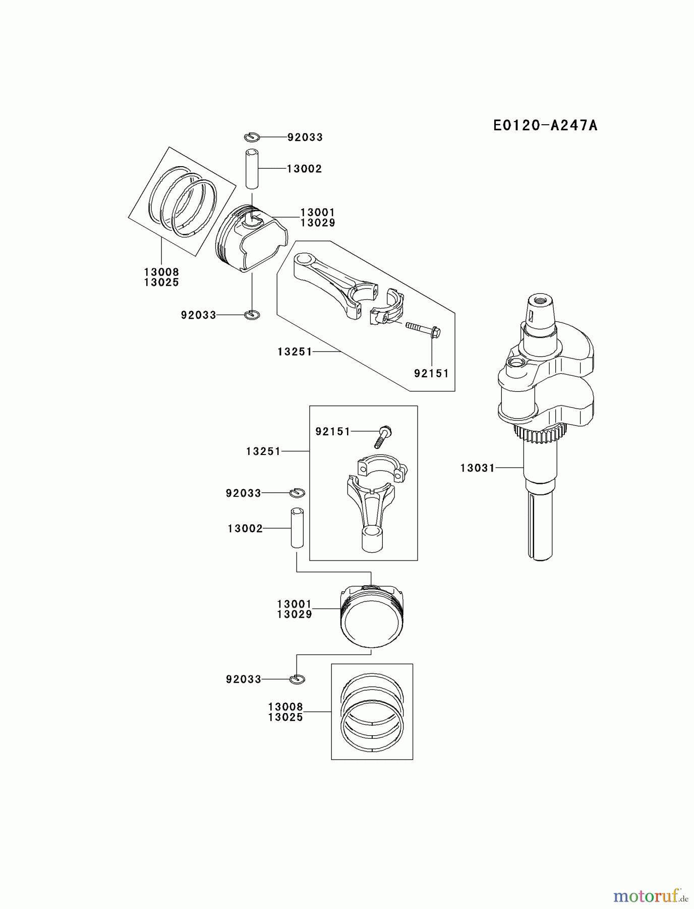  Kawasaki Motoren Motoren Vertikal FH641V - DS25 bis FS481V - BS13 FH721V-BS22 - Kawasaki FH721V 4-Stroke Engine PISTON/CRANKSHAFT