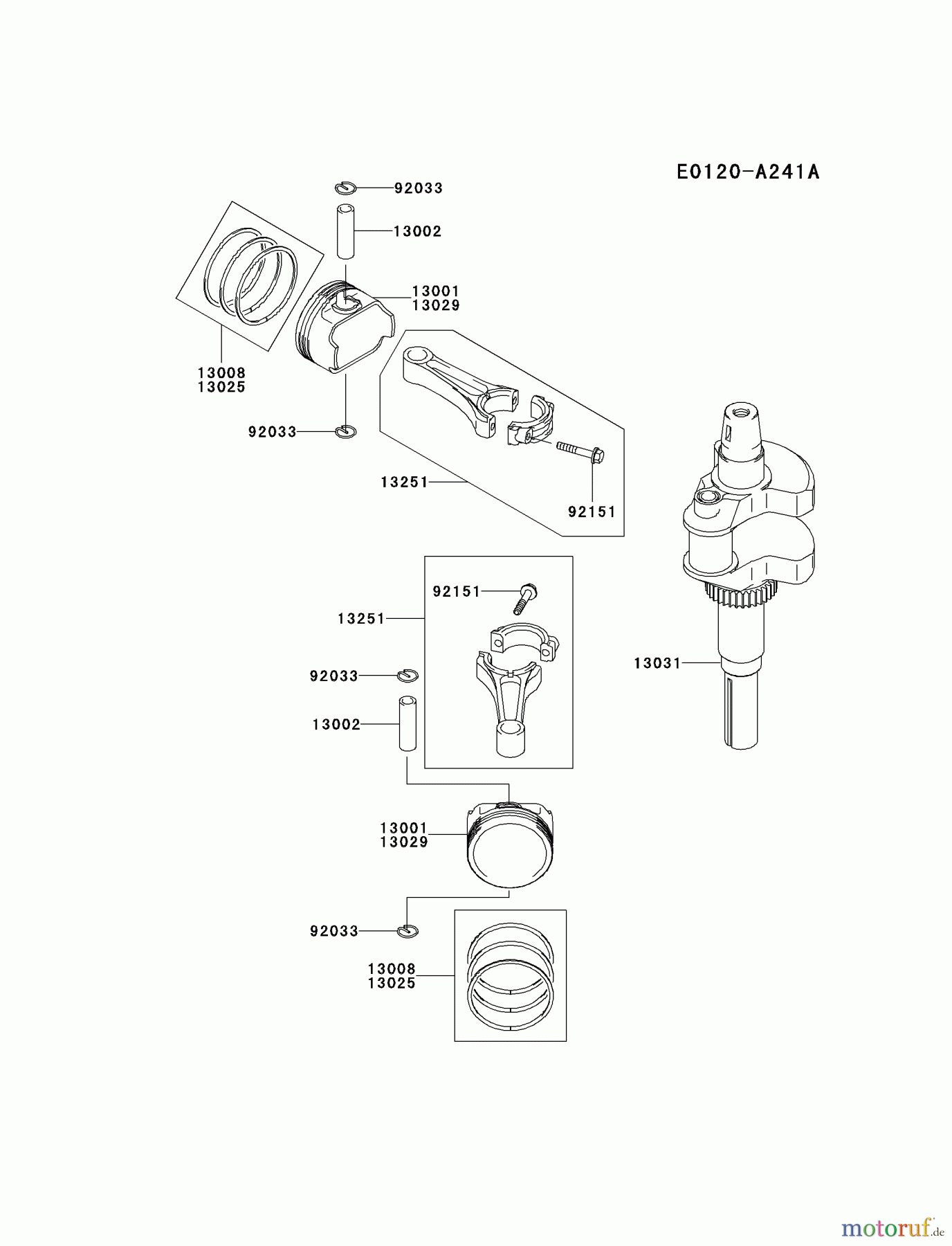 Kawasaki Motoren Motoren Vertikal FH641V - DS25 bis FS481V - BS13 FH680V-CS22 - Kawasaki FH680V 4-Stroke Engine PISTON/CRANKSHAFT