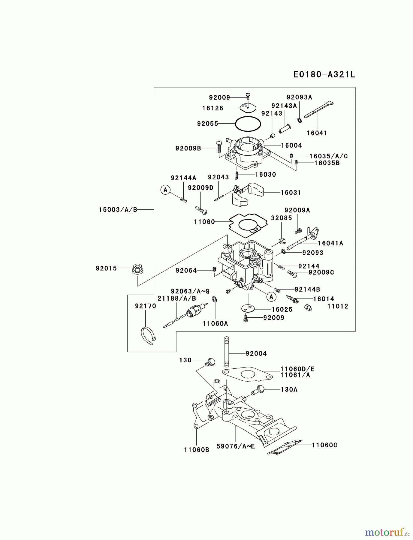 Kawasaki Motoren Motoren, Horizontal FD661D-CS02 - Kawasaki FD661D 4-Stroke Engine CARBURETOR #2