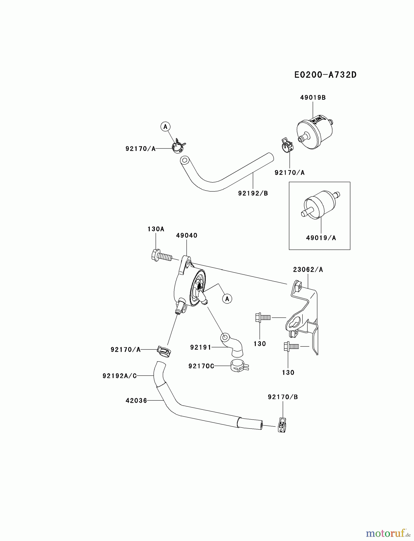 Kawasaki Motoren Motoren Vertikal FA210V - AS02 bis FH641V - DS24 FH641V-DS23 - Kawasaki FH641V 4-Stroke Engine FUEL-TANK/FUEL-VALVE