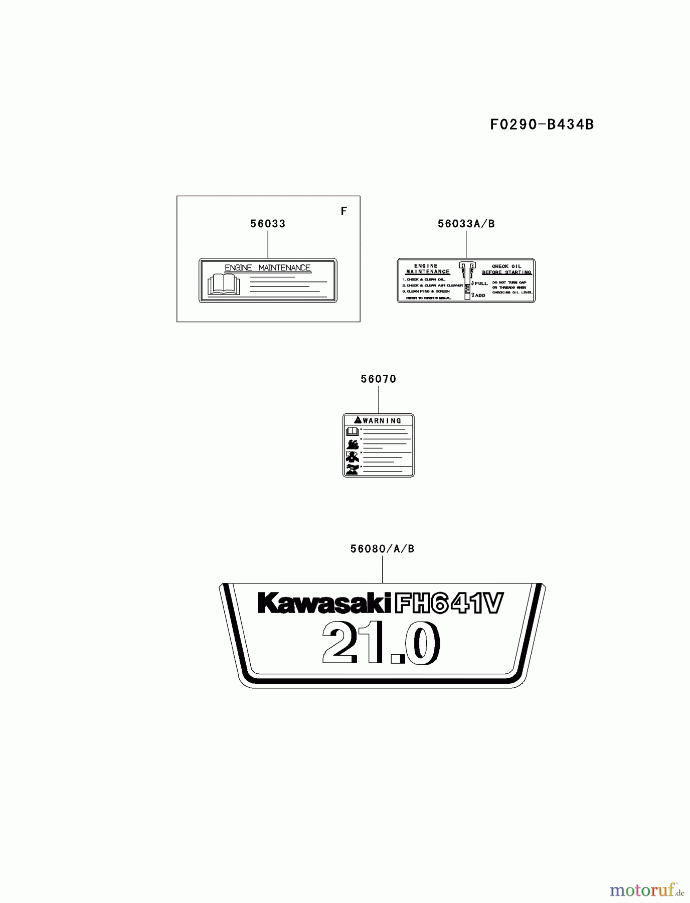  Kawasaki Motoren Motoren Vertikal FH641V - DS25 bis FS481V - BS13 FH641V-FS25 - Kawasaki FH641V 4-Stroke Engine LABEL
