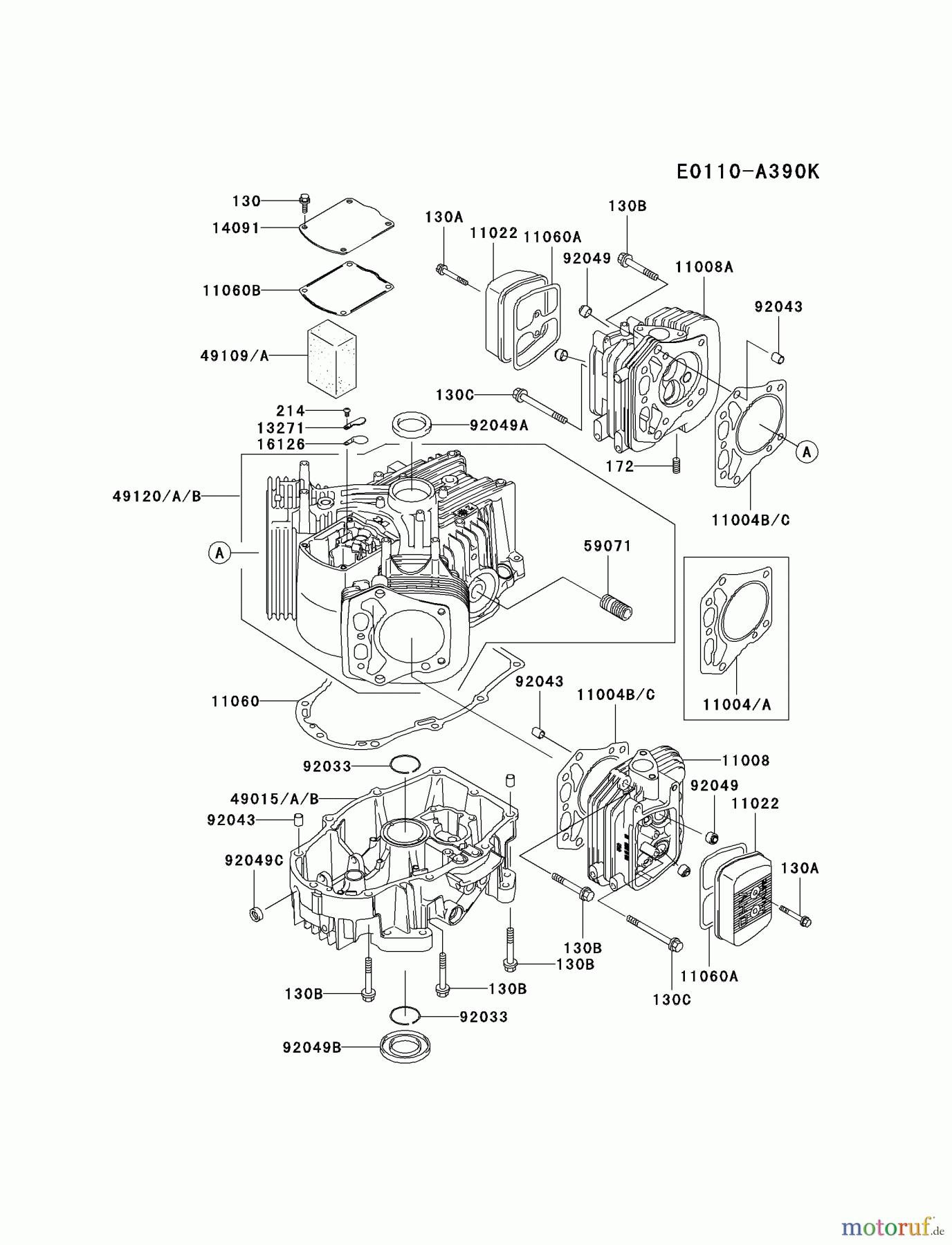  Kawasaki Motoren Motoren Vertikal FH641V - DS25 bis FS481V - BS13 FH680V-AS04 - Kawasaki FH680V 4-Stroke Engine CYLINDER/CRANKCASE