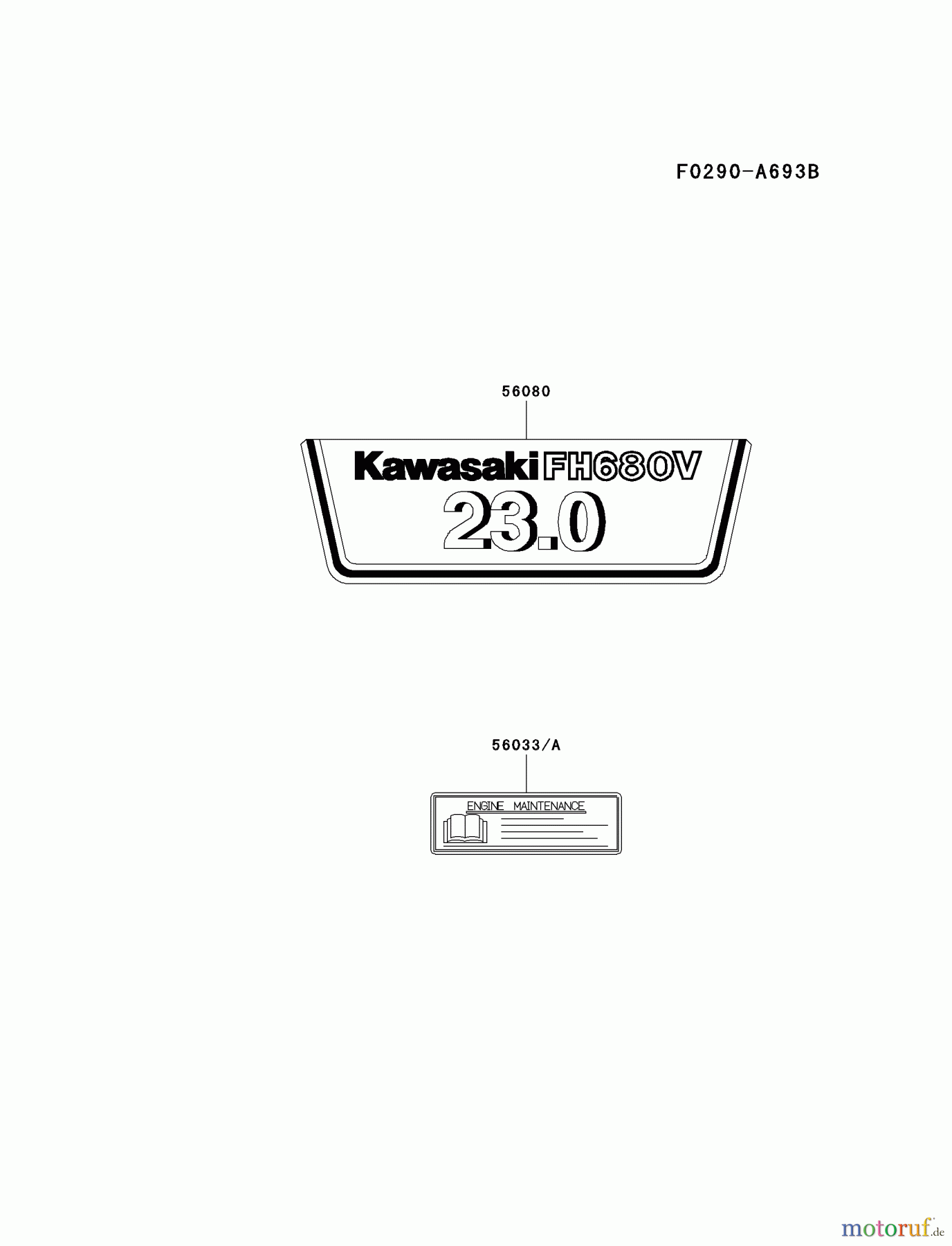 Kawasaki Motoren Motoren Vertikal FH641V - DS25 bis FS481V - BS13 FH680V-AS10 - Kawasaki FH680V 4-Stroke Engine LABEL