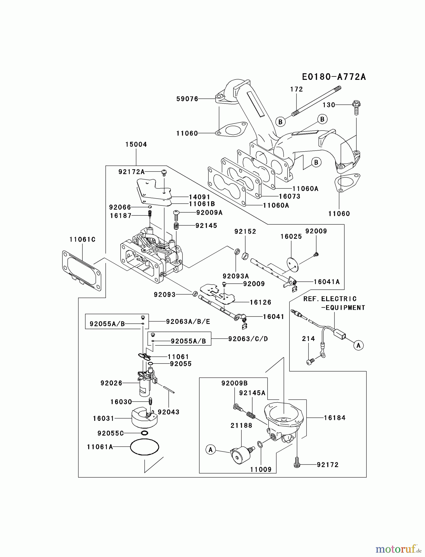  Kawasaki Motoren Motoren Vertikal FH641V - DS25 bis FS481V - BS13 FH680V-AS41 - Kawasaki FH680V 4-Stroke Engine CARBURETOR #1