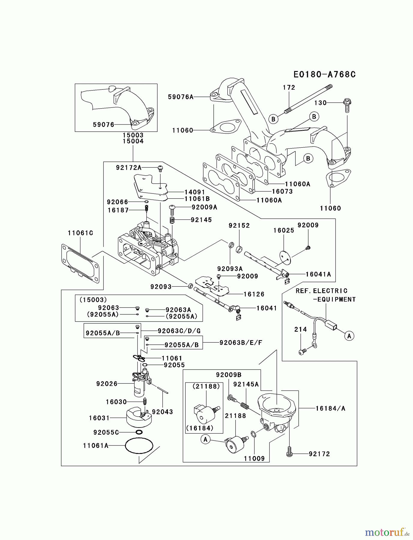  Kawasaki Motoren Motoren Vertikal FH641V - DS25 bis FS481V - BS13 FH680V-DS27 - Kawasaki FH680V 4-Stroke Engine CARBURETOR #2