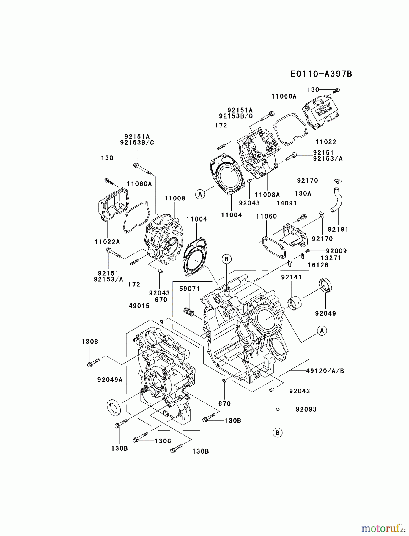 Kawasaki Motoren Motoren, Horizontal FD711D-ES01 - Kawasaki FD711D 4-Stroke Engine CYLINDER/CRANKCASE