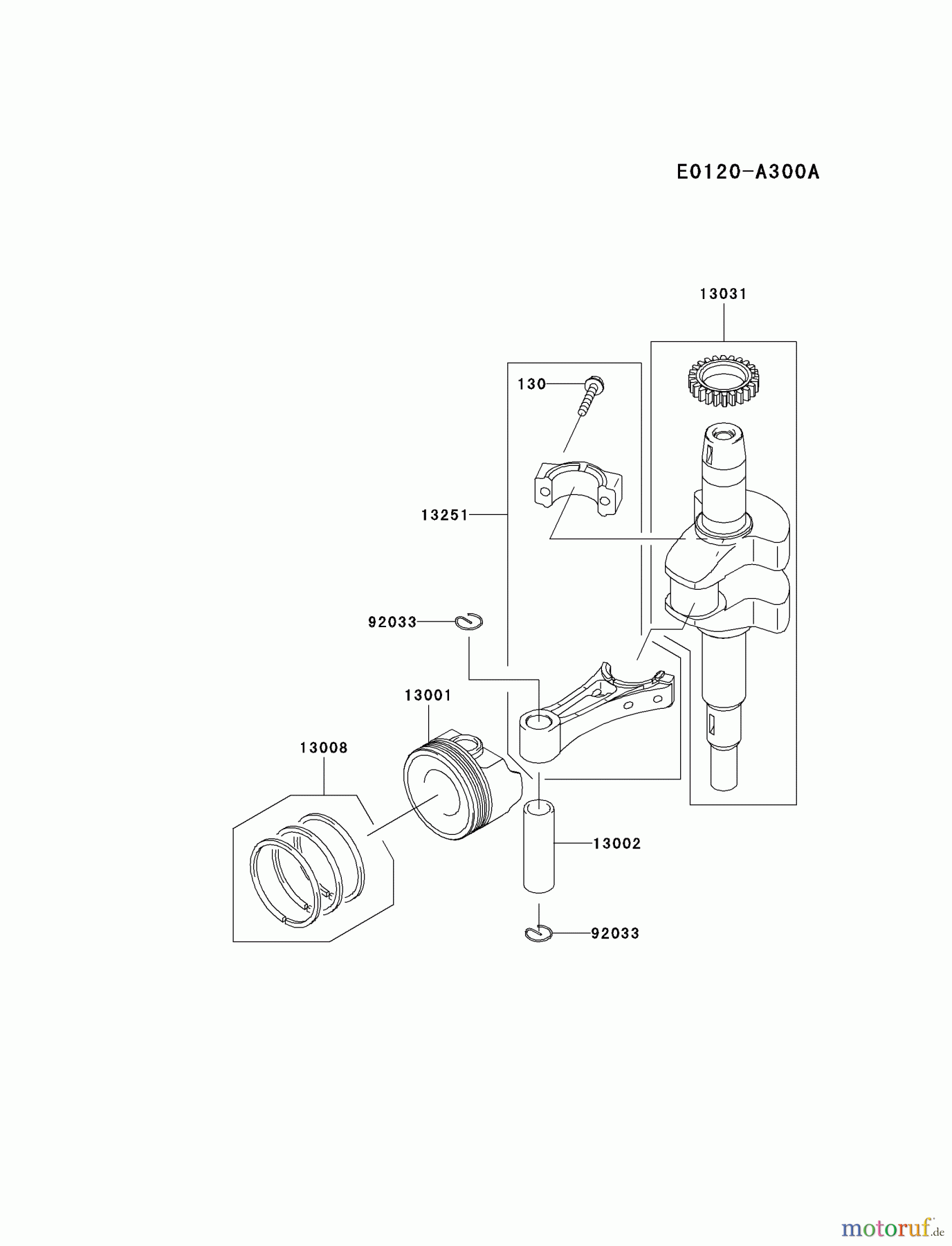 Kawasaki Motoren Motoren Vertikal FH641V - DS25 bis FS481V - BS13 FJ180V-AS09 - Kawasaki FJ180V 4-Stroke Engine PISTON/CRANKSHAFT