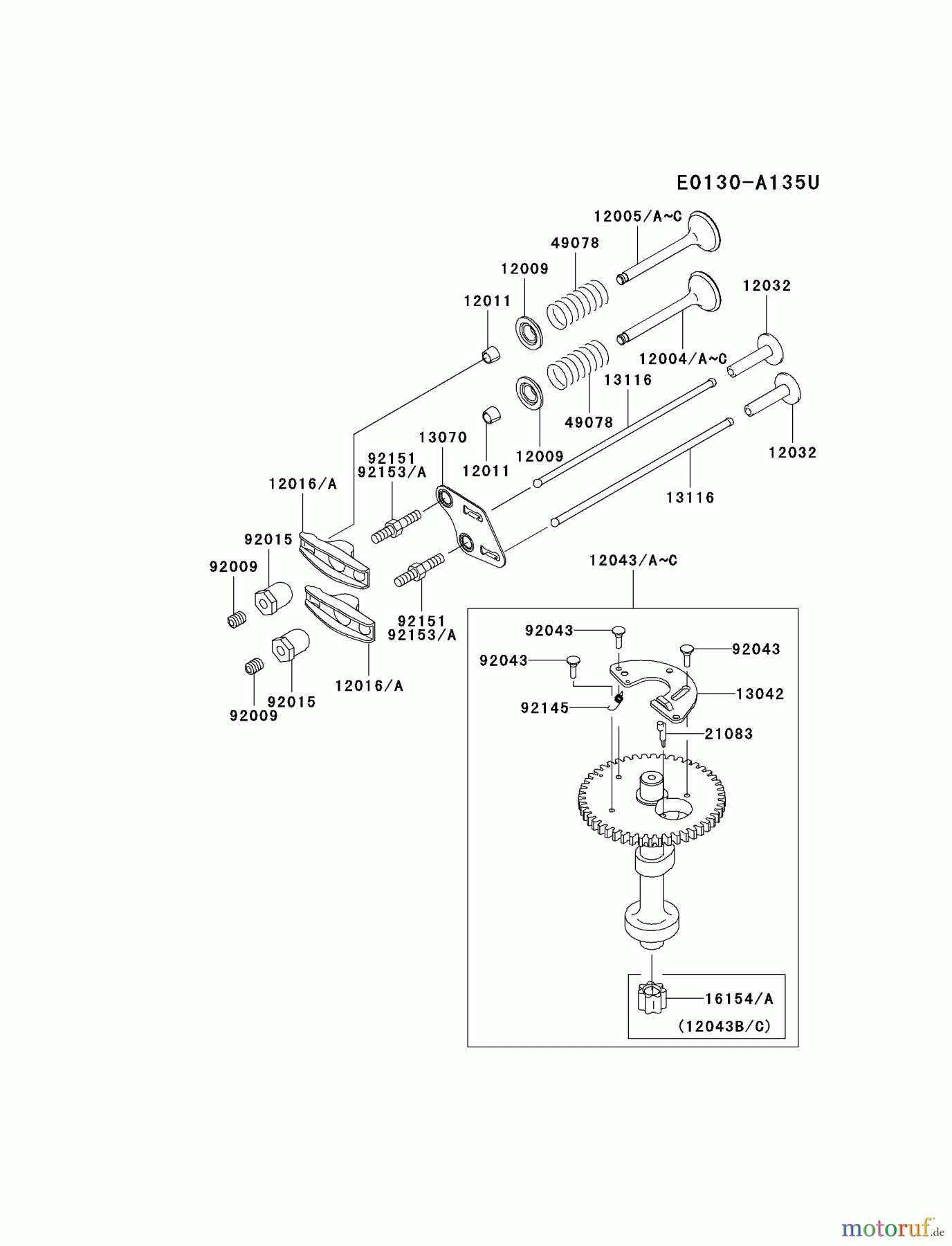  Kawasaki Motoren Motoren Vertikal FH641V - DS25 bis FS481V - BS13 FJ180V-BS04 - Kawasaki FJ180V 4-Stroke Engine VALVE/CAMSHAFT