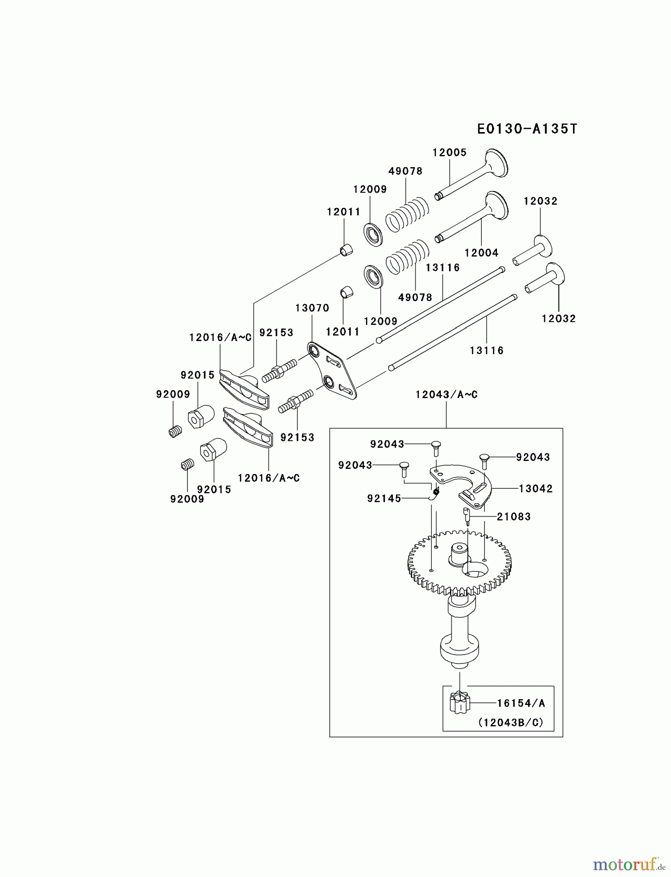  Kawasaki Motoren Motoren Vertikal FH641V - DS25 bis FS481V - BS13 FJ180V-AS13 - Kawasaki FJ180V 4-Stroke Engine VALVE/CAMSHAFT